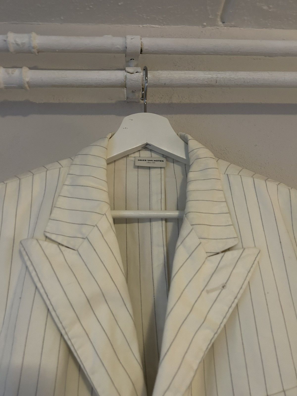 Dries Van Noten Dries Van Noten White Striped Blazer Size US L / EU 52-54 / 3 - 3 Thumbnail