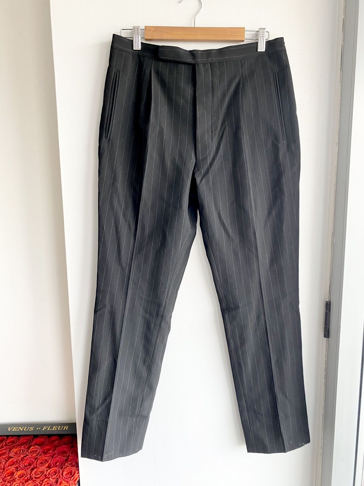 image of Raf Simons Final Price Black Pin Stripe Trouser Pants, Men's (Size 32)