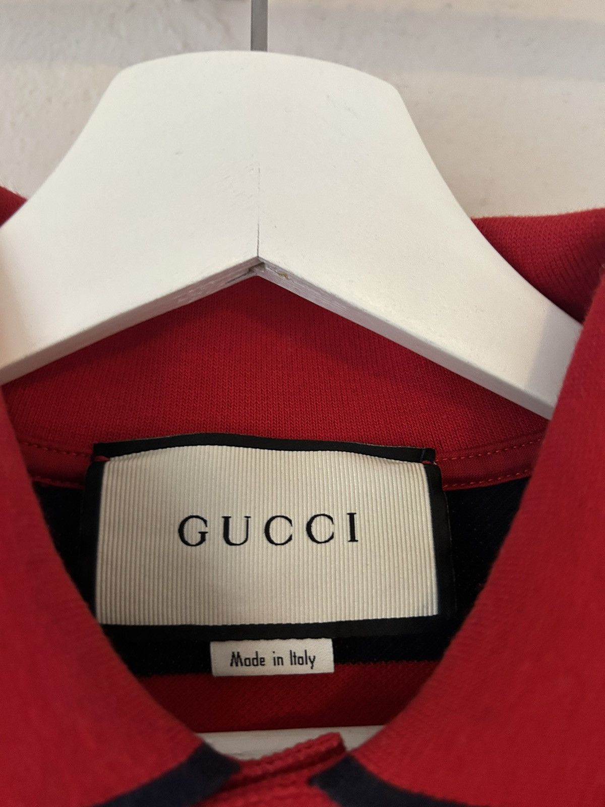 Gucci Red/Black Striped Polo with Bee Embroidery Size US XS / EU 42 / 0 - 3 Thumbnail