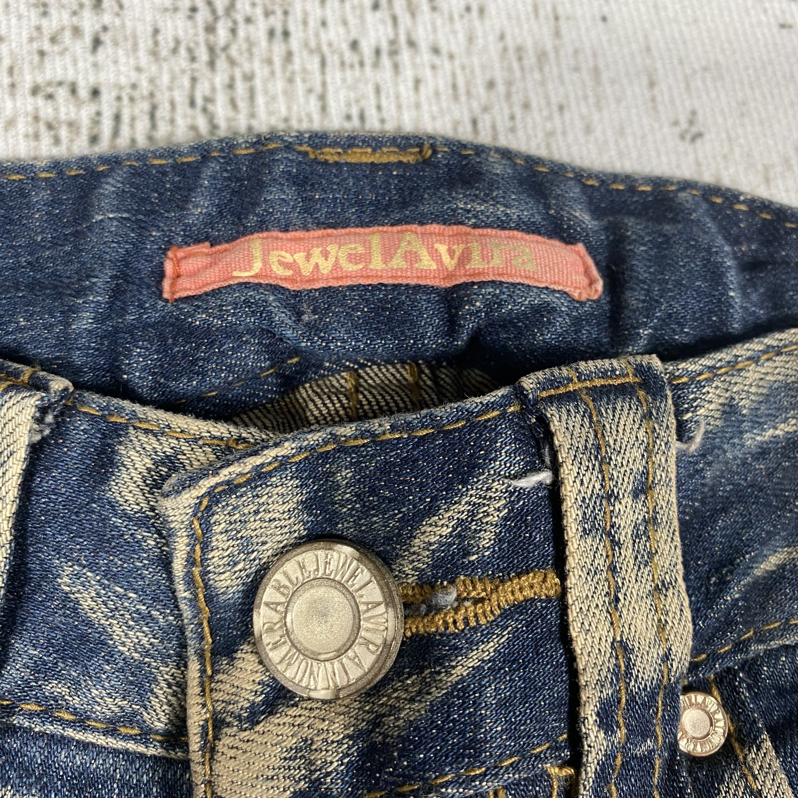 Japanese Brand RARE🔥Japanese Jowel Low Rise Flared Rusty Distressed Size 27" / US 4 / IT 40 - 4 Thumbnail