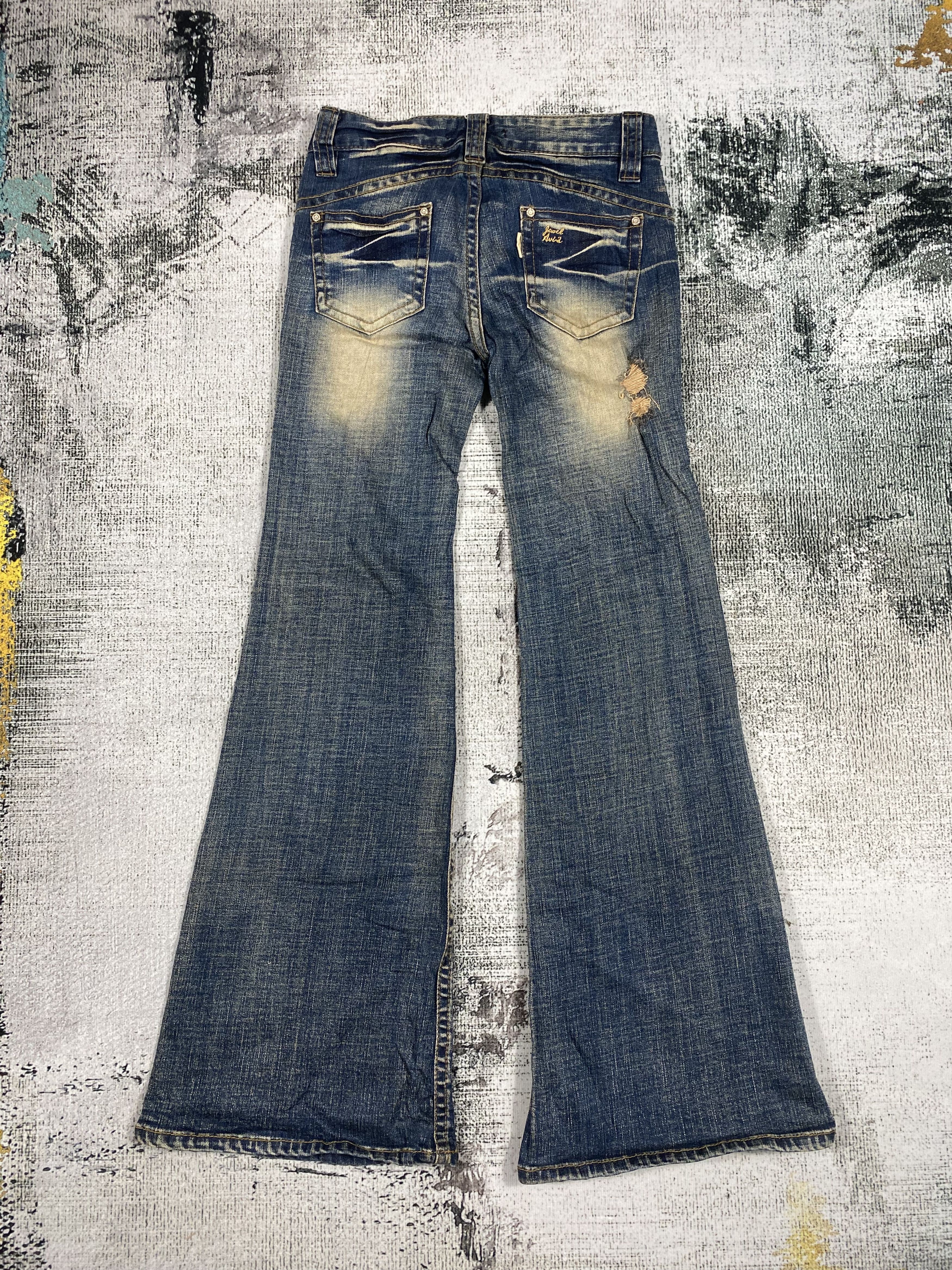 Japanese Brand RARE🔥Japanese Jowel Low Rise Flared Rusty Distressed Size 27" / US 4 / IT 40 - 2 Thumbnail