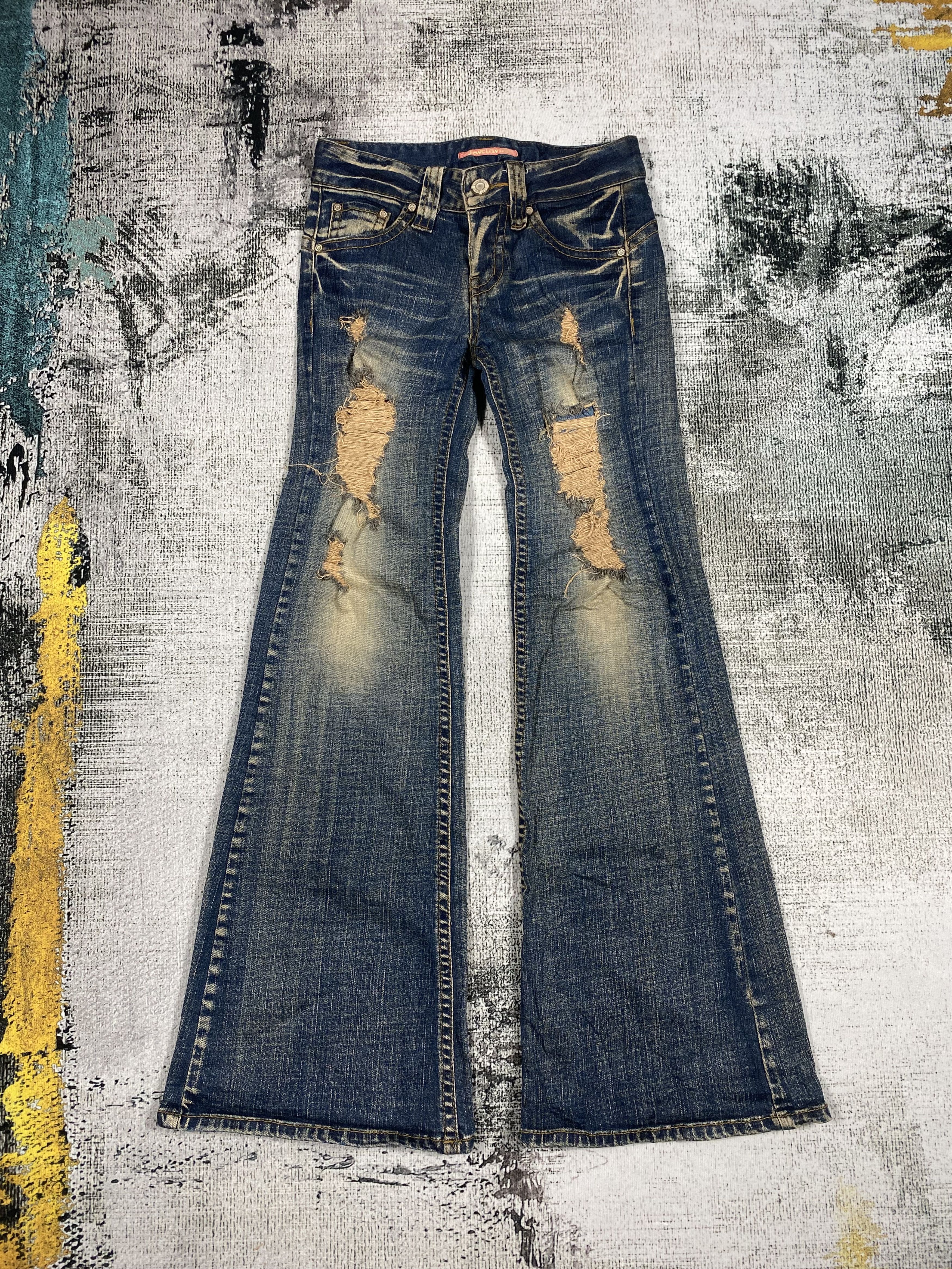 Japanese Brand RARE🔥Japanese Jowel Low Rise Flared Rusty Distressed Size 27" / US 4 / IT 40 - 1 Thumbnail