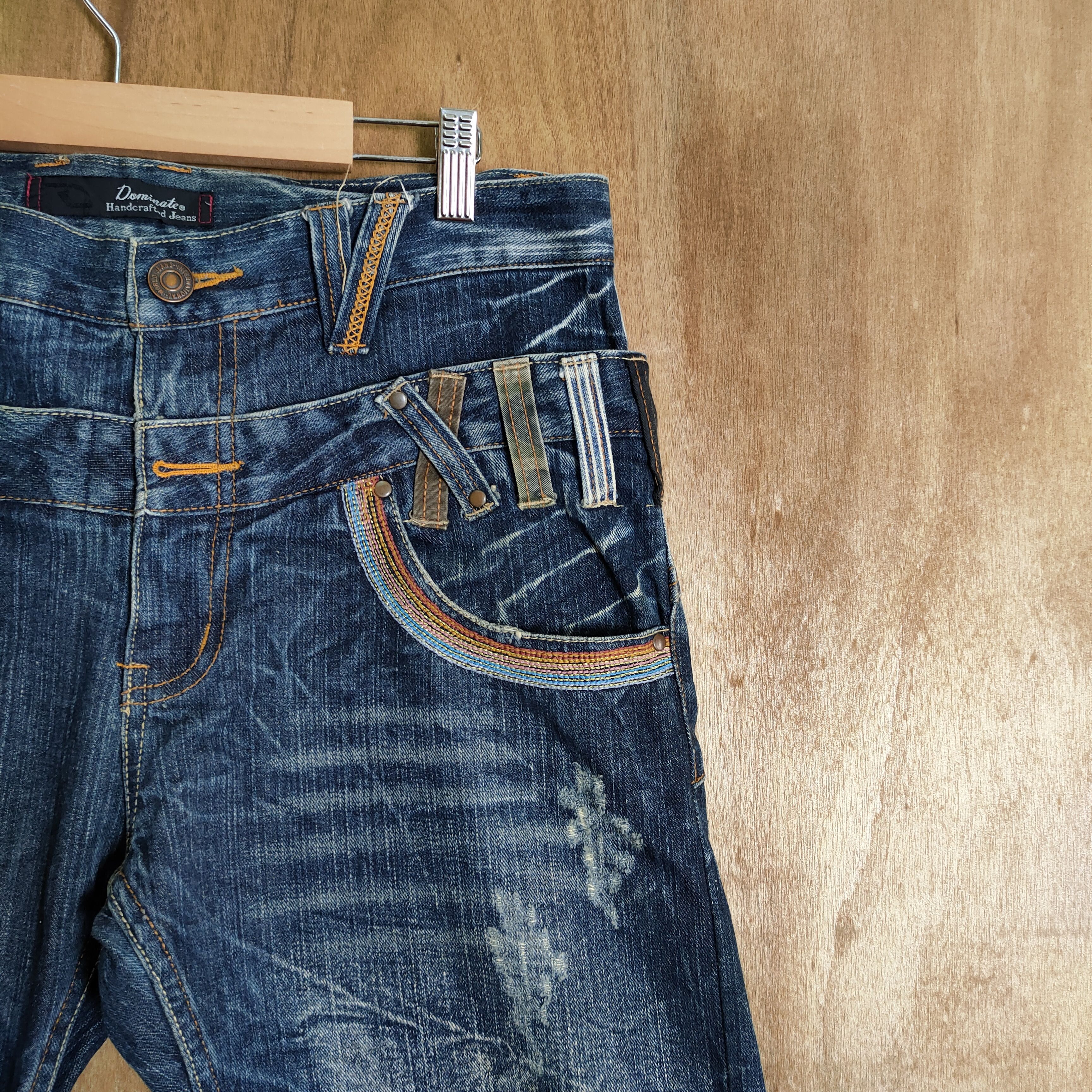 Japanese Brand HANDCRAFTED STORM JEANS DOUBLE WAIST FADED DENIM PANTS Size US 34 / EU 50 - 5 Thumbnail