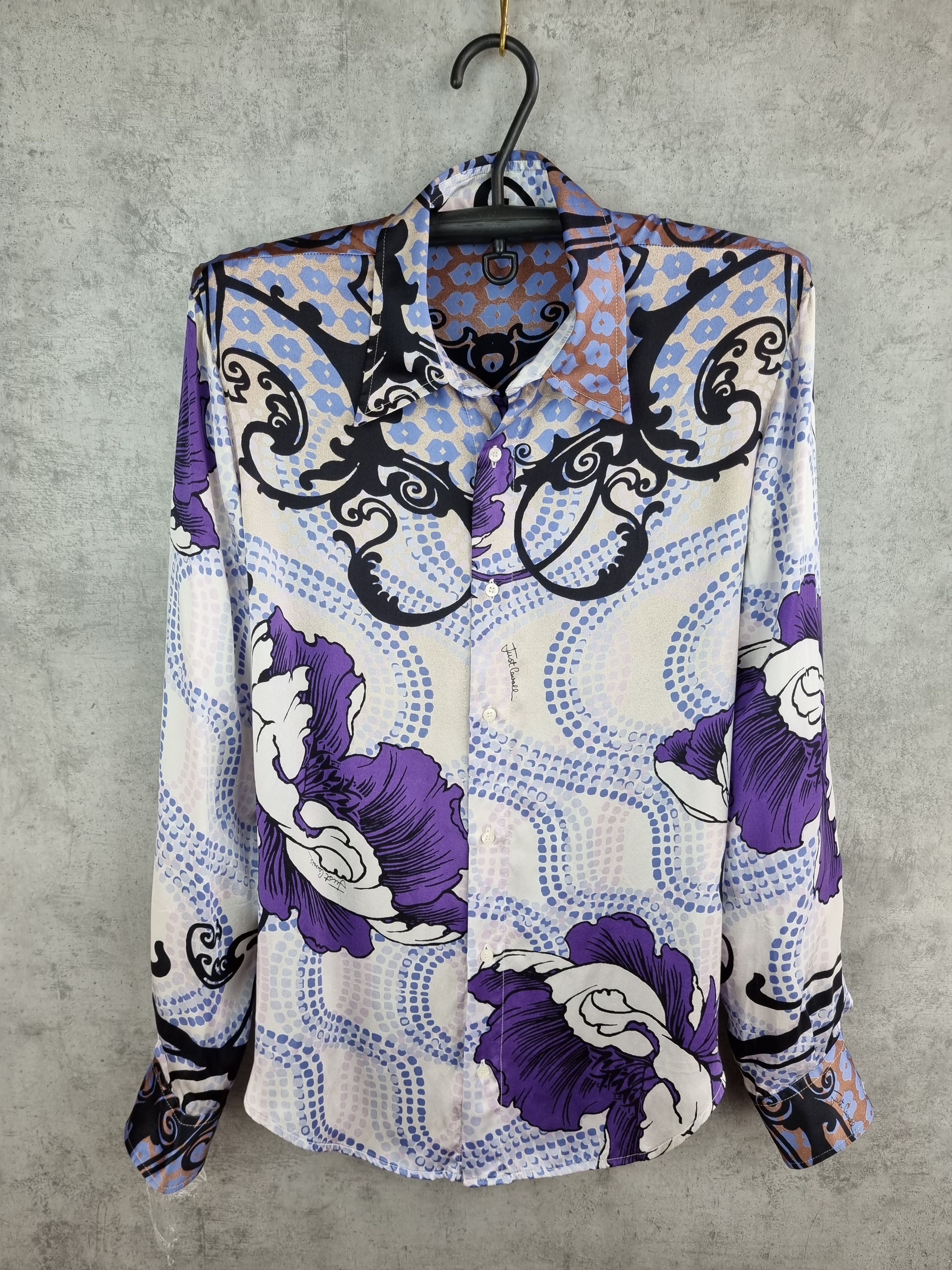 Just Cavalli × Roberto Cavalli Roberto Cavalli Printed Silk Shirt Abstract made in Italy Size US L / EU 52-54 / 3 - 5 Thumbnail
