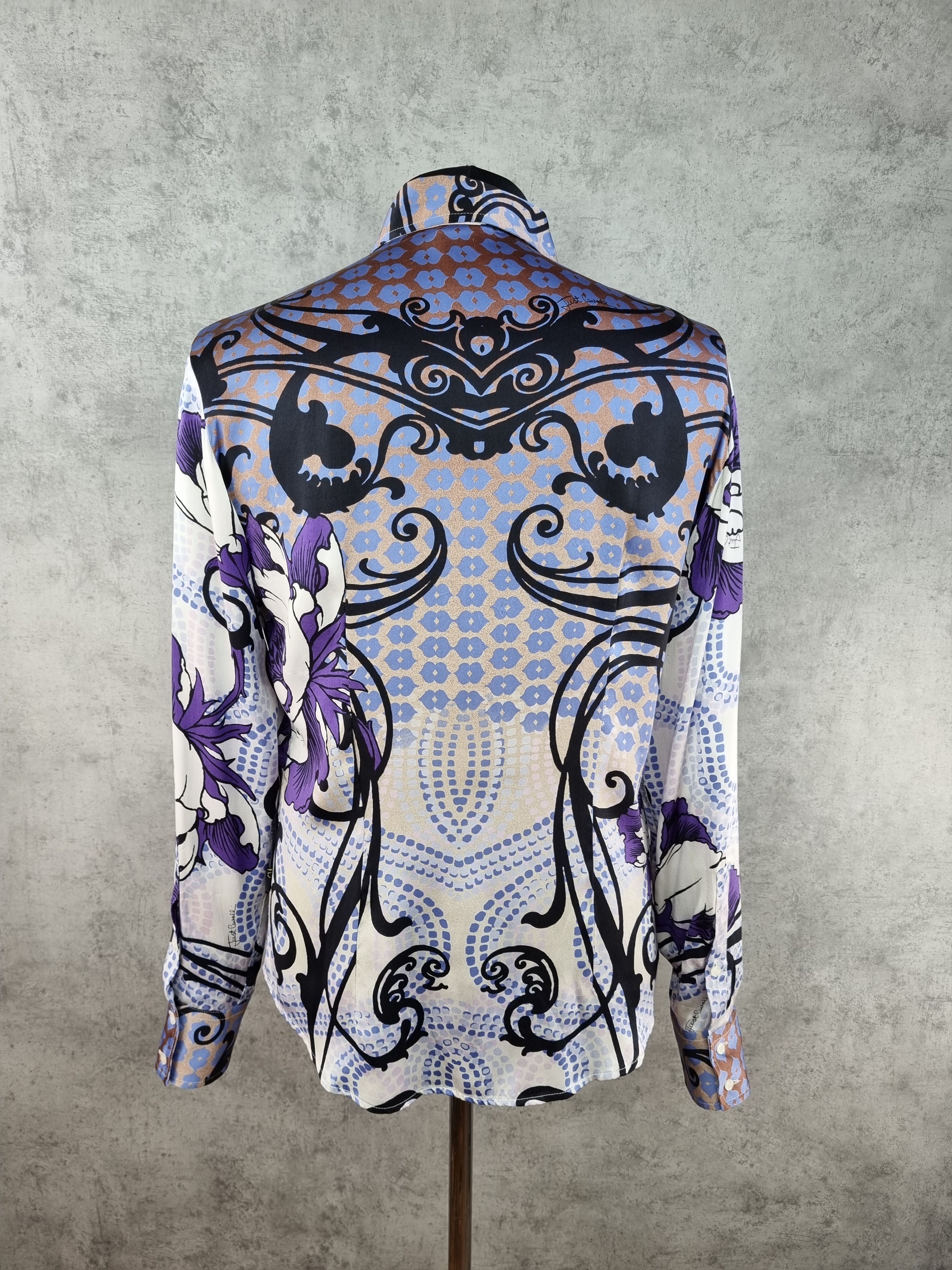 Just Cavalli × Roberto Cavalli Roberto Cavalli Printed Silk Shirt Abstract made in Italy Size US L / EU 52-54 / 3 - 16 Thumbnail