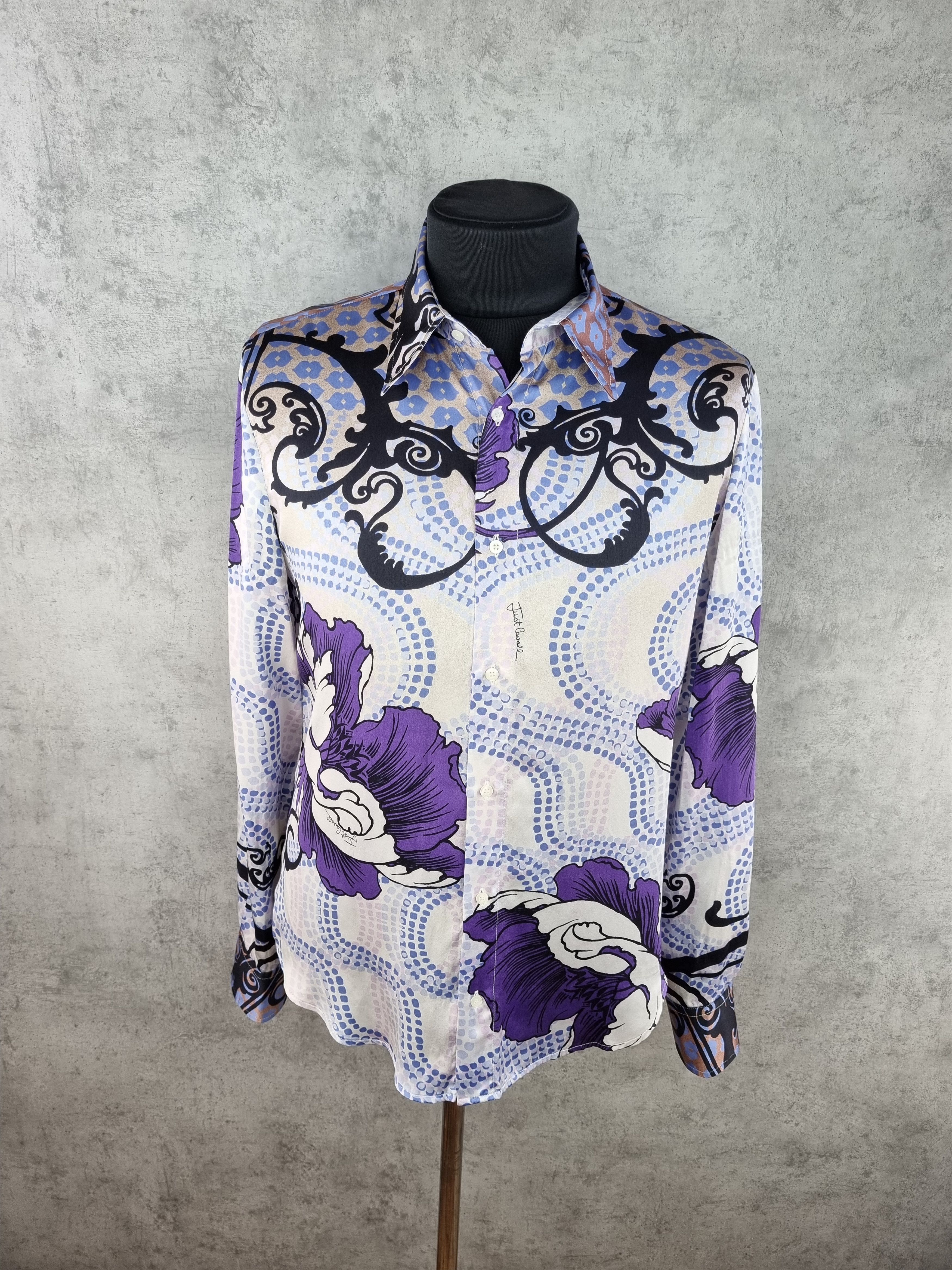 Roberto Cavalli Printed Silk Shirt Abstract made in Italy