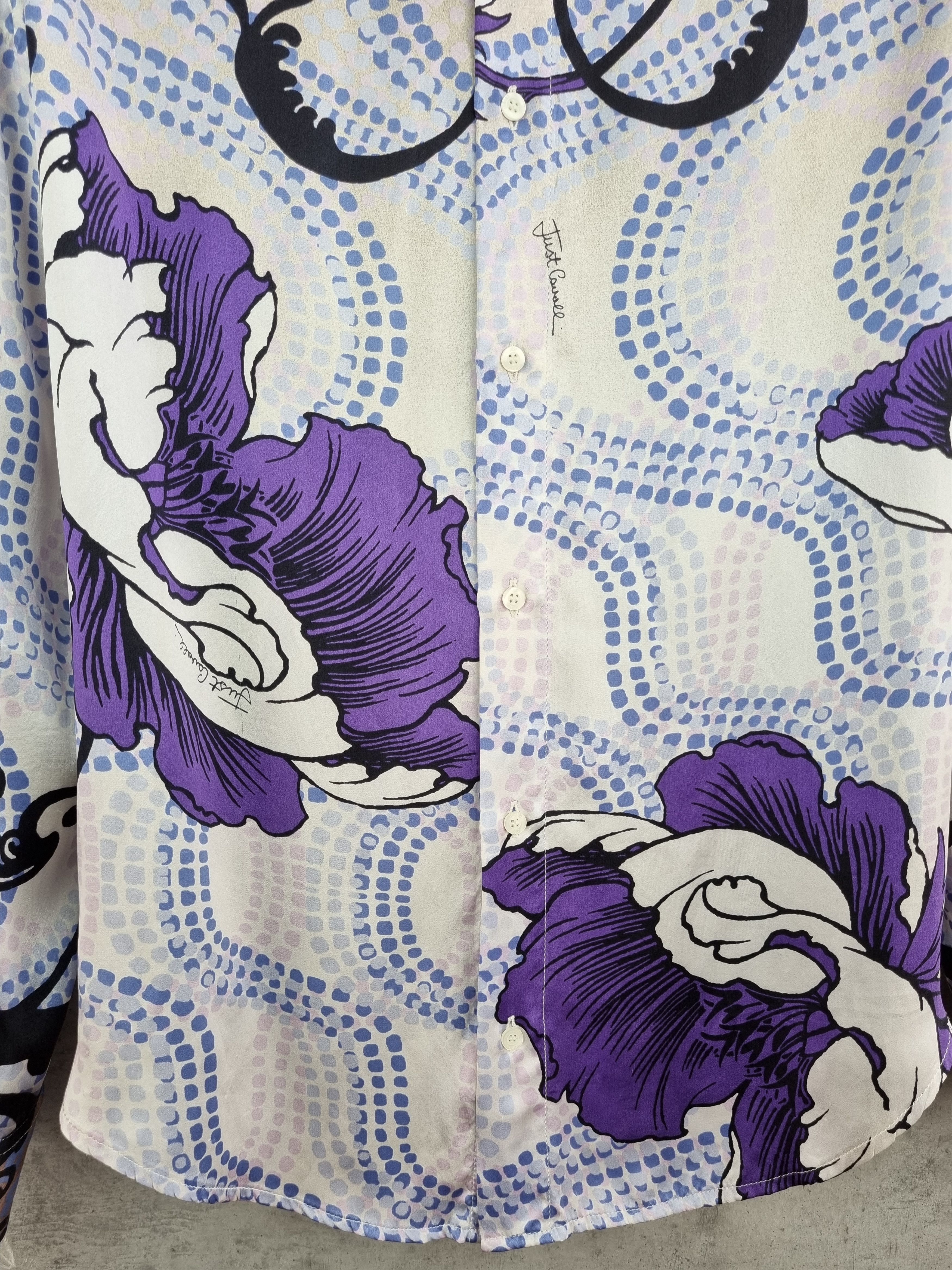 Just Cavalli × Roberto Cavalli Roberto Cavalli Printed Silk Shirt Abstract made in Italy Size US L / EU 52-54 / 3 - 6 Thumbnail