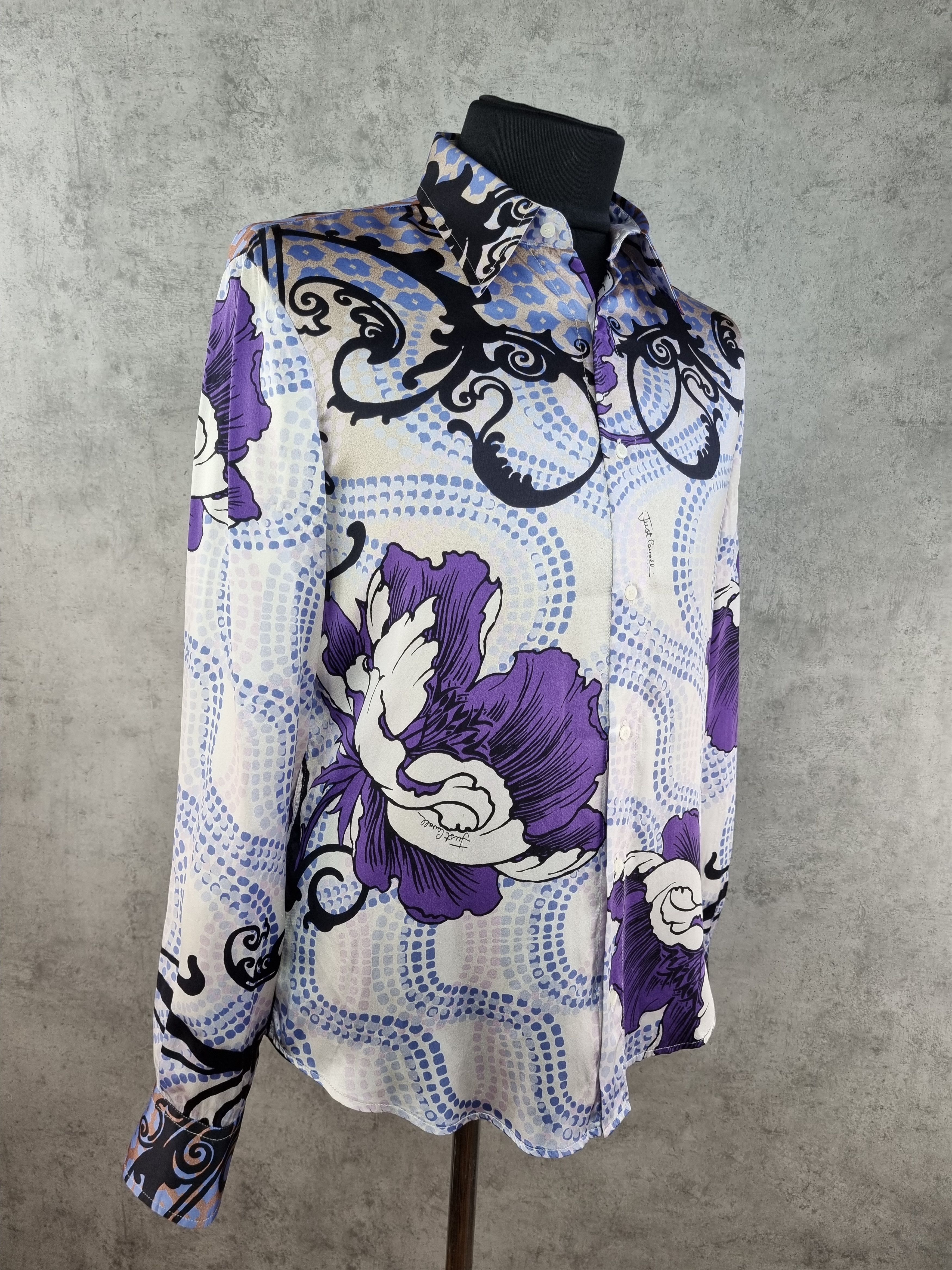 Just Cavalli × Roberto Cavalli Roberto Cavalli Printed Silk Shirt Abstract made in Italy Size US L / EU 52-54 / 3 - 2 Thumbnail