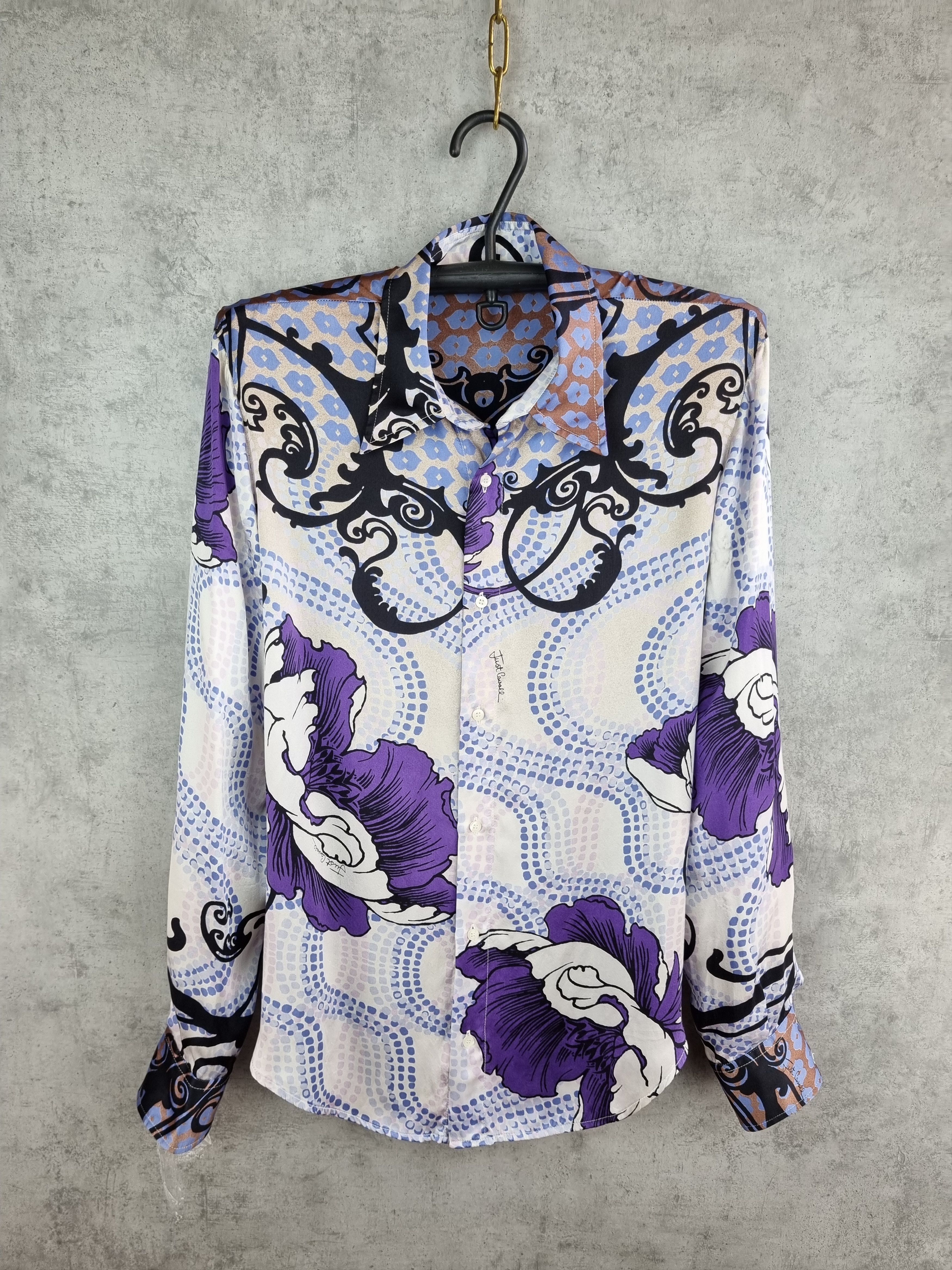 Just Cavalli × Roberto Cavalli Roberto Cavalli Printed Silk Shirt Abstract made in Italy Size US L / EU 52-54 / 3 - 3 Thumbnail