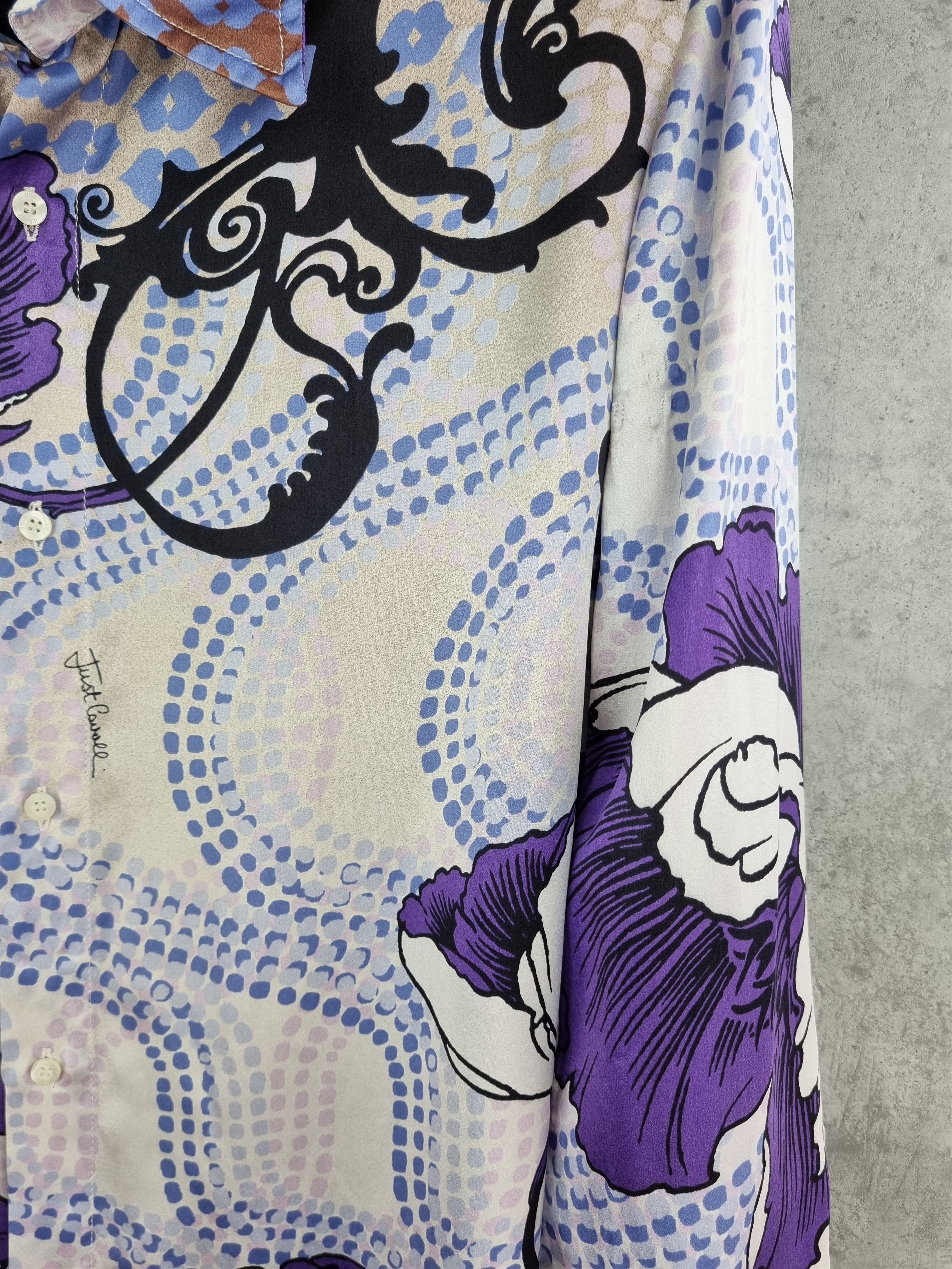 Just Cavalli × Roberto Cavalli Roberto Cavalli Printed Silk Shirt Abstract made in Italy Size US L / EU 52-54 / 3 - 7 Thumbnail