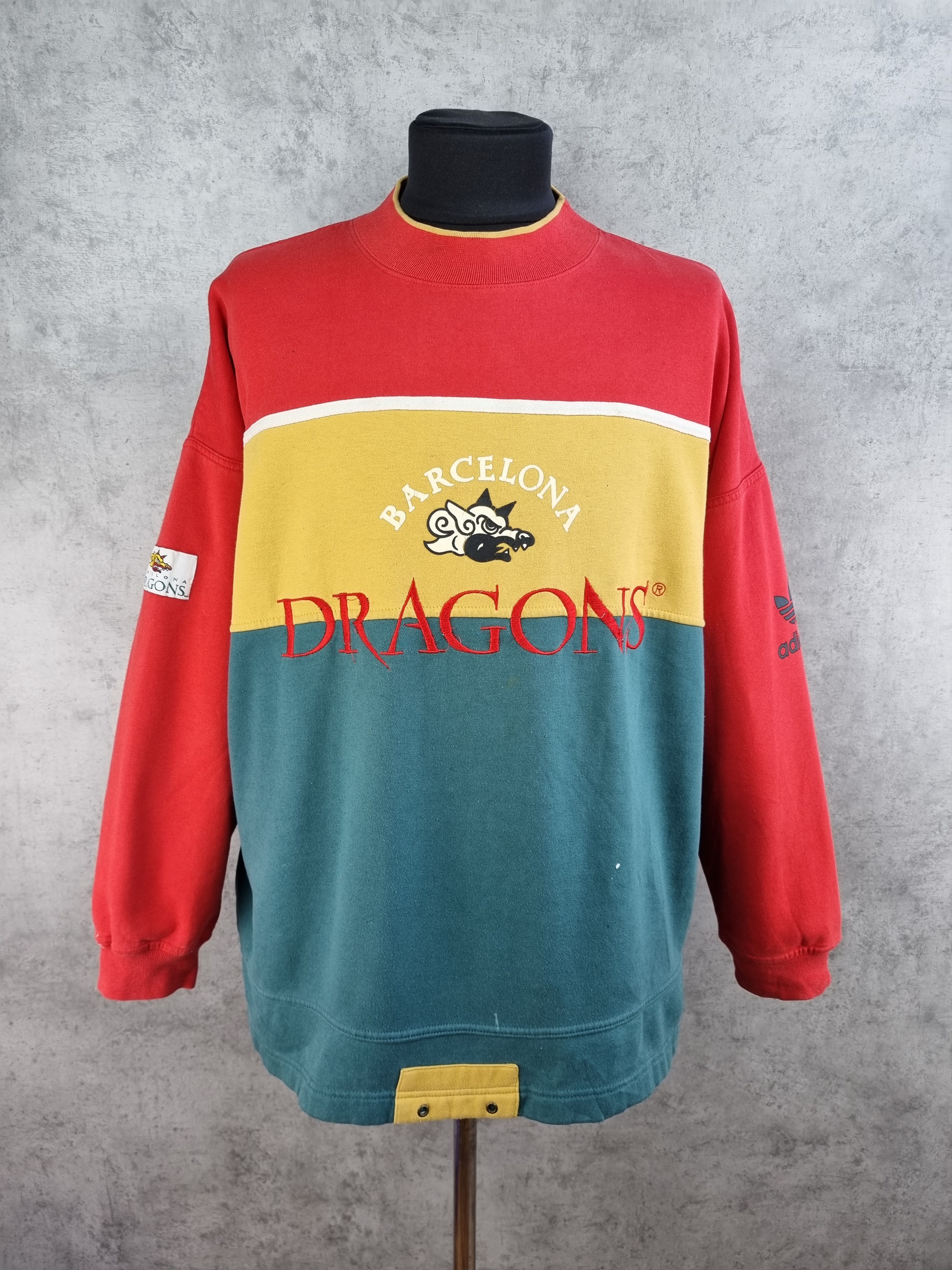 Adidas × Vintage 90s ADIDAS Dragons Barcelona World League Sweatshirt Size US XL / EU 56 / 4 - 3 Thumbnail