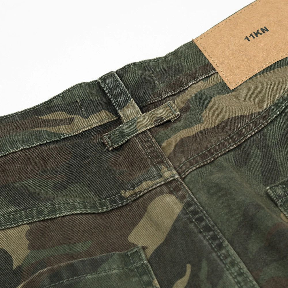 punk fade camo utility flared pants