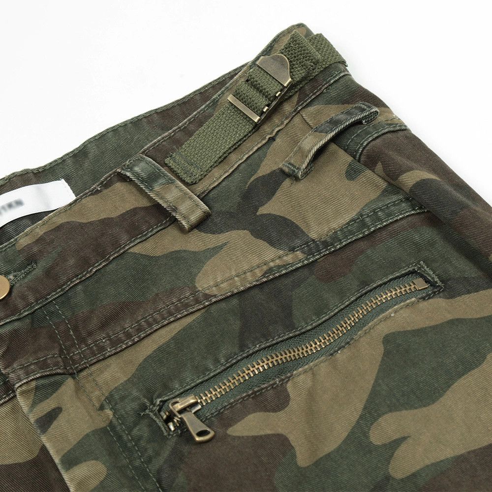 punk fade camo utility flared pants