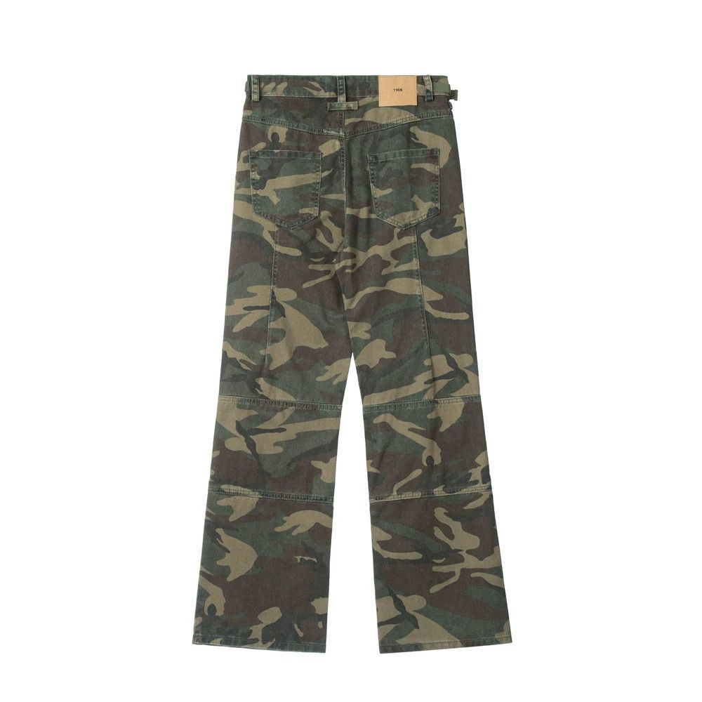 punk fade camo utility flared pants