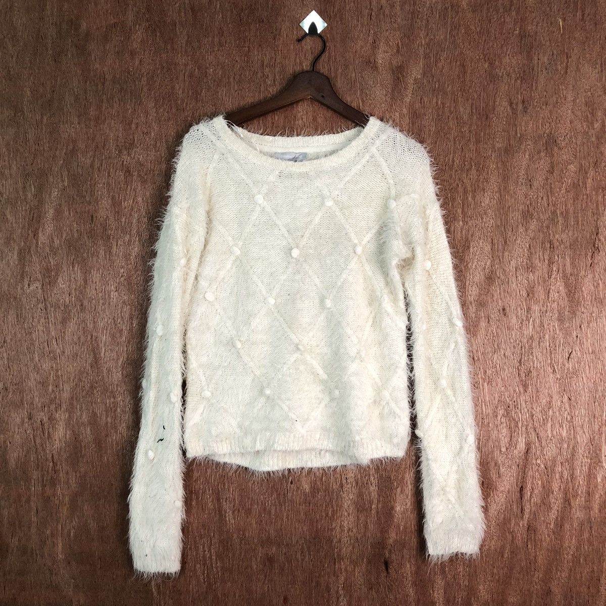 image of Aran Isles Knitwear x Homespun Knitwear Redherring Shag Shaggy Fur Mohair Knitwear 6494 in White, W