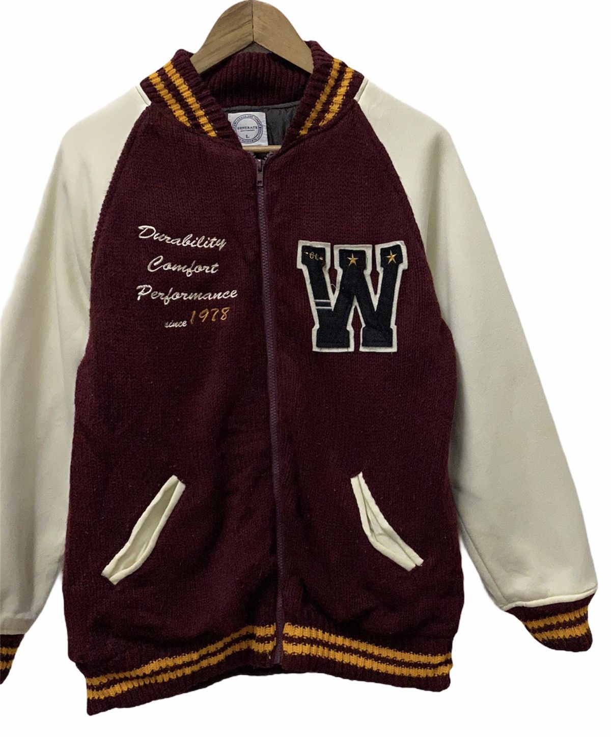 Vintage 🇯🇵Generate Knitted Varsity Jacket With Patch Logo Size US M / EU 48-50 / 2 - 2 Thumbnail