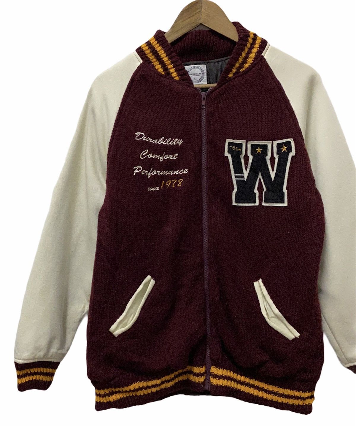 Vintage 🇯🇵Generate Knitted Varsity Jacket With Patch Logo Size US M / EU 48-50 / 2 - 4 Thumbnail