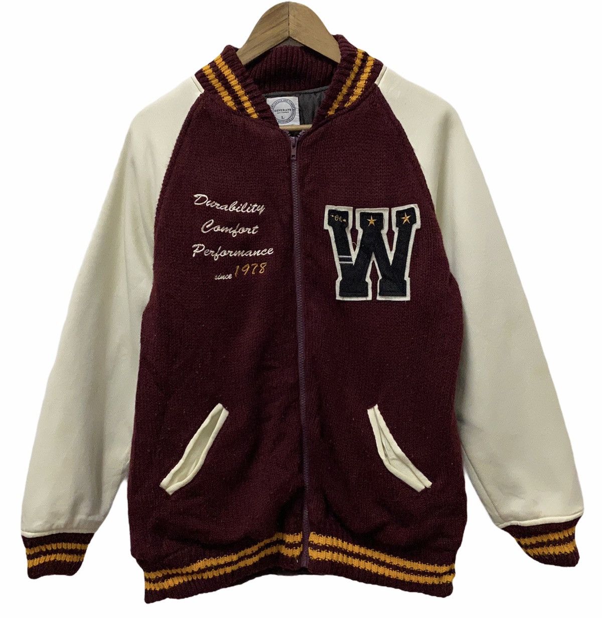 Vintage 🇯🇵Generate Knitted Varsity Jacket With Patch Logo Size US M / EU 48-50 / 2 - 1 Thumbnail