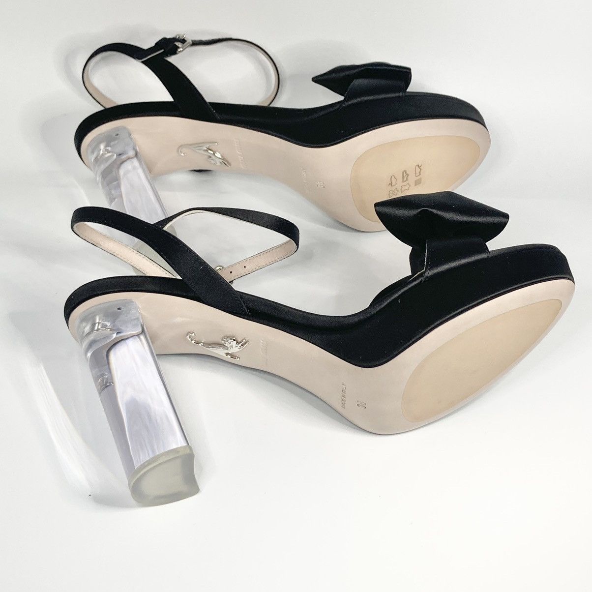 Miu Miu New Miu Miu Black Bow Perspex Heel Platform Sandal 38EU Size US 8 / IT 38 - 5 Thumbnail