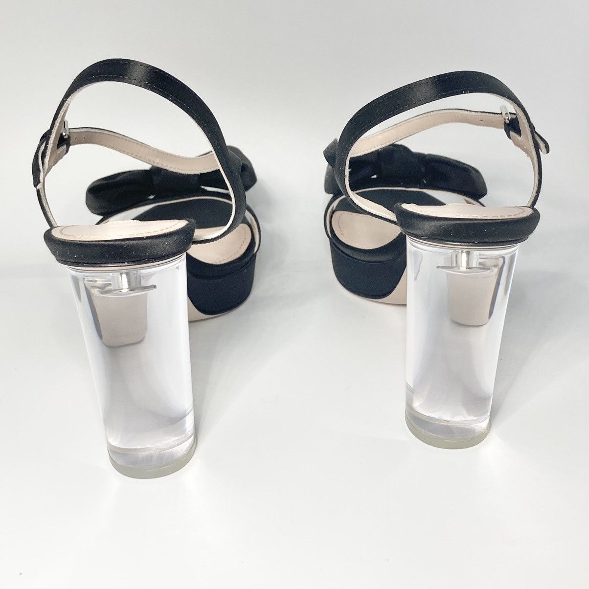 Miu Miu New Miu Miu Black Bow Perspex Heel Platform Sandal 38EU Size US 8 / IT 38 - 4 Thumbnail