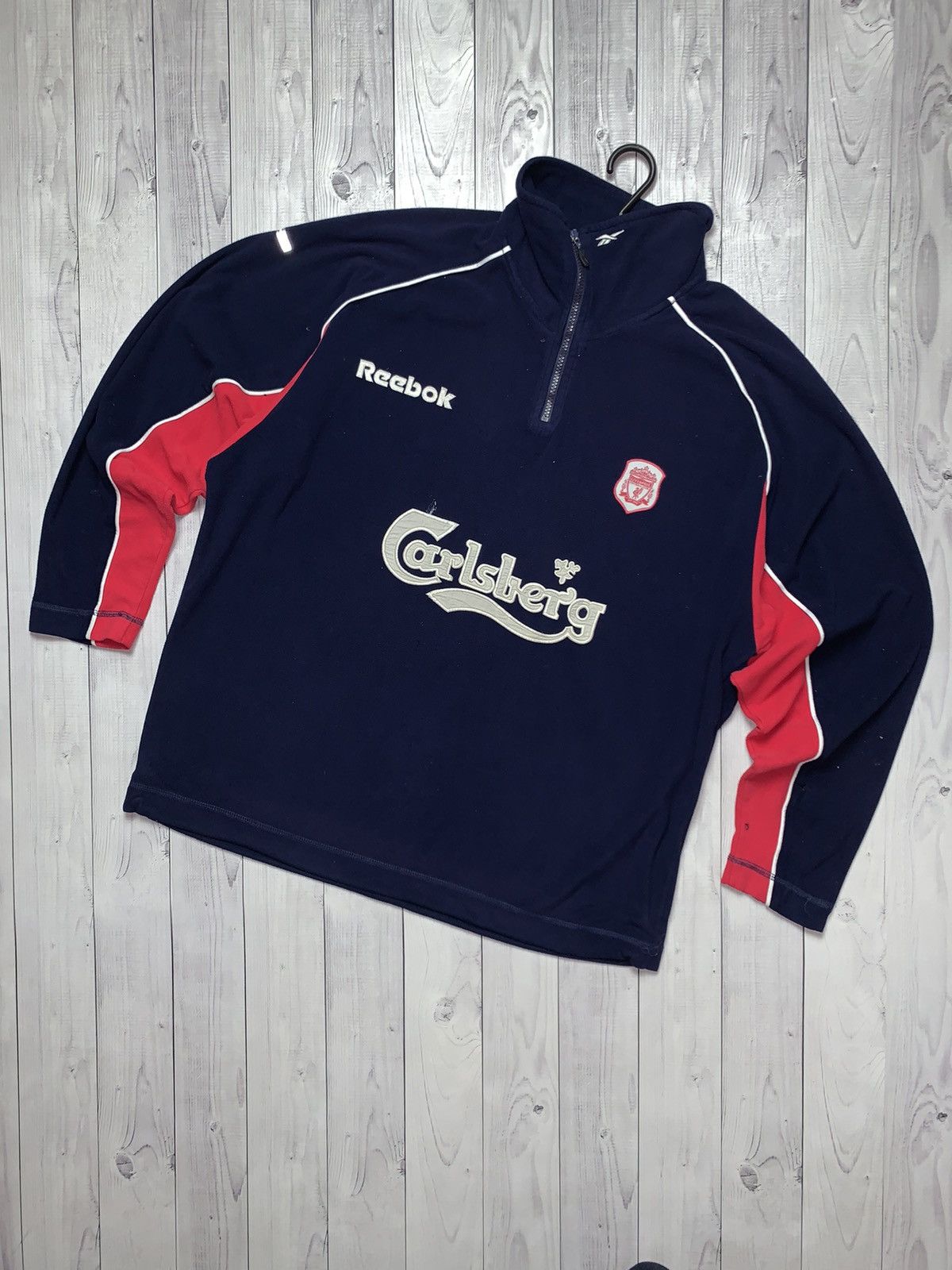 Reebok × Vintage Vintage Liverpool fleece hoodie jacket Reebok big logo rare Size US L / EU 52-54 / 3 - 1 Thumbnail
