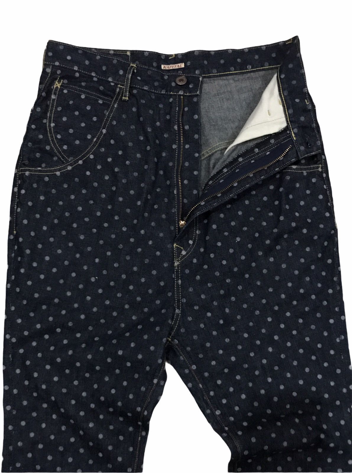 Kapital × Kapital Kountry 🔥Kapital Japan Denim Blue Polkadot Buckle Belt Size US 29 - 1 Thumbnail