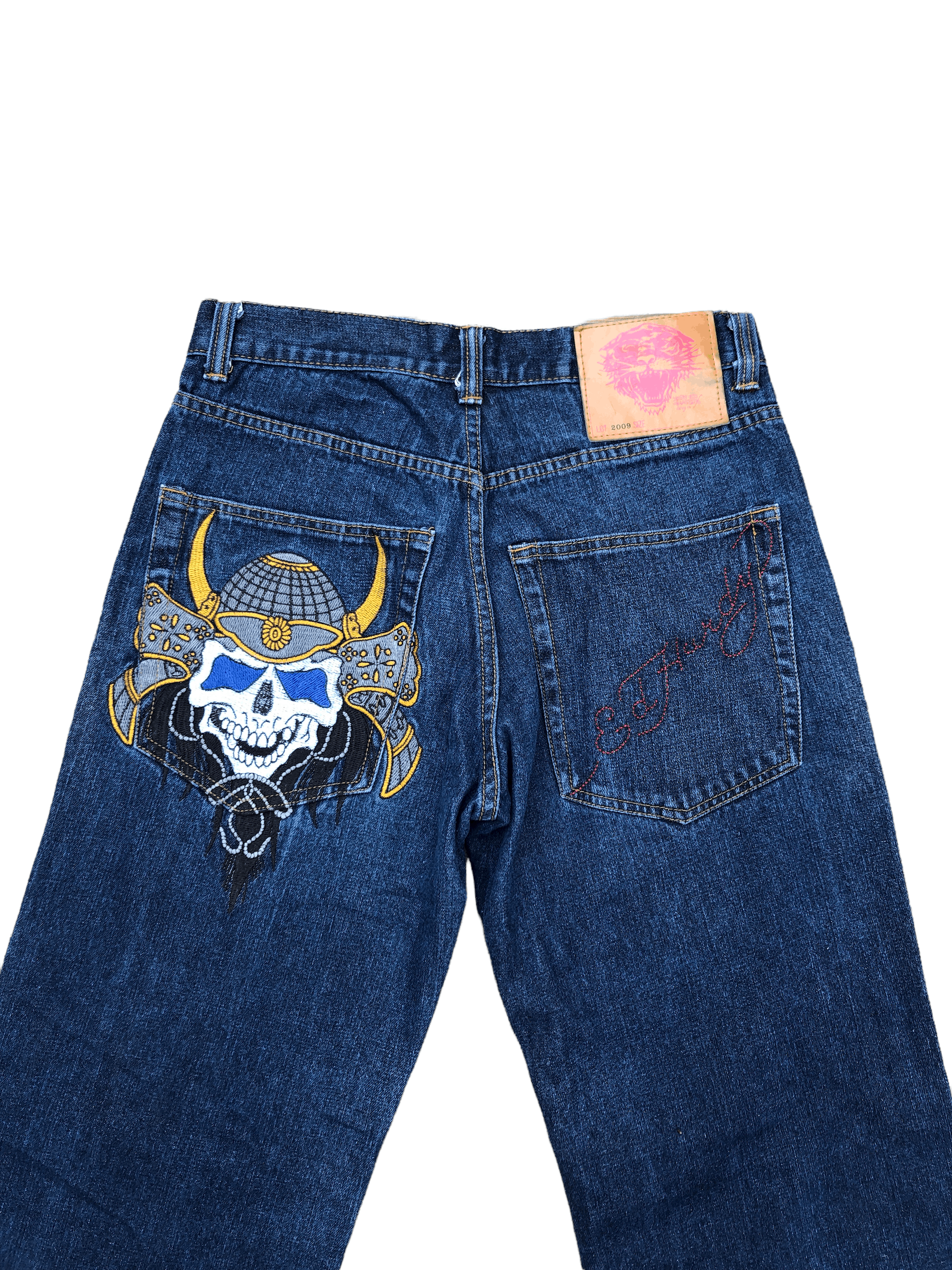 Christian Audigier × Ed Hardy × Vintage Vintage Ed Hardy Embroidered Jeans Size 32 'Skull Viking' Size US 32 / EU 48 - 4 Thumbnail
