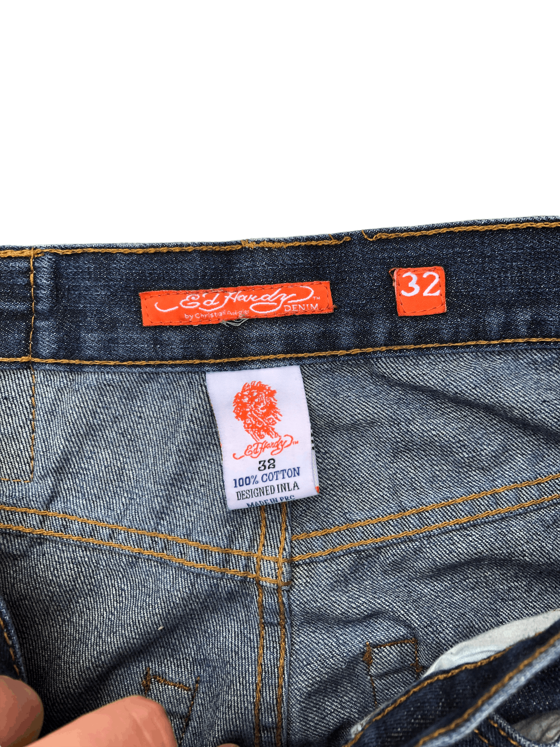 Christian Audigier × Ed Hardy × Vintage Vintage Ed Hardy Embroidered Jeans Size 32 'Skull Viking' Size US 32 / EU 48 - 7 Thumbnail