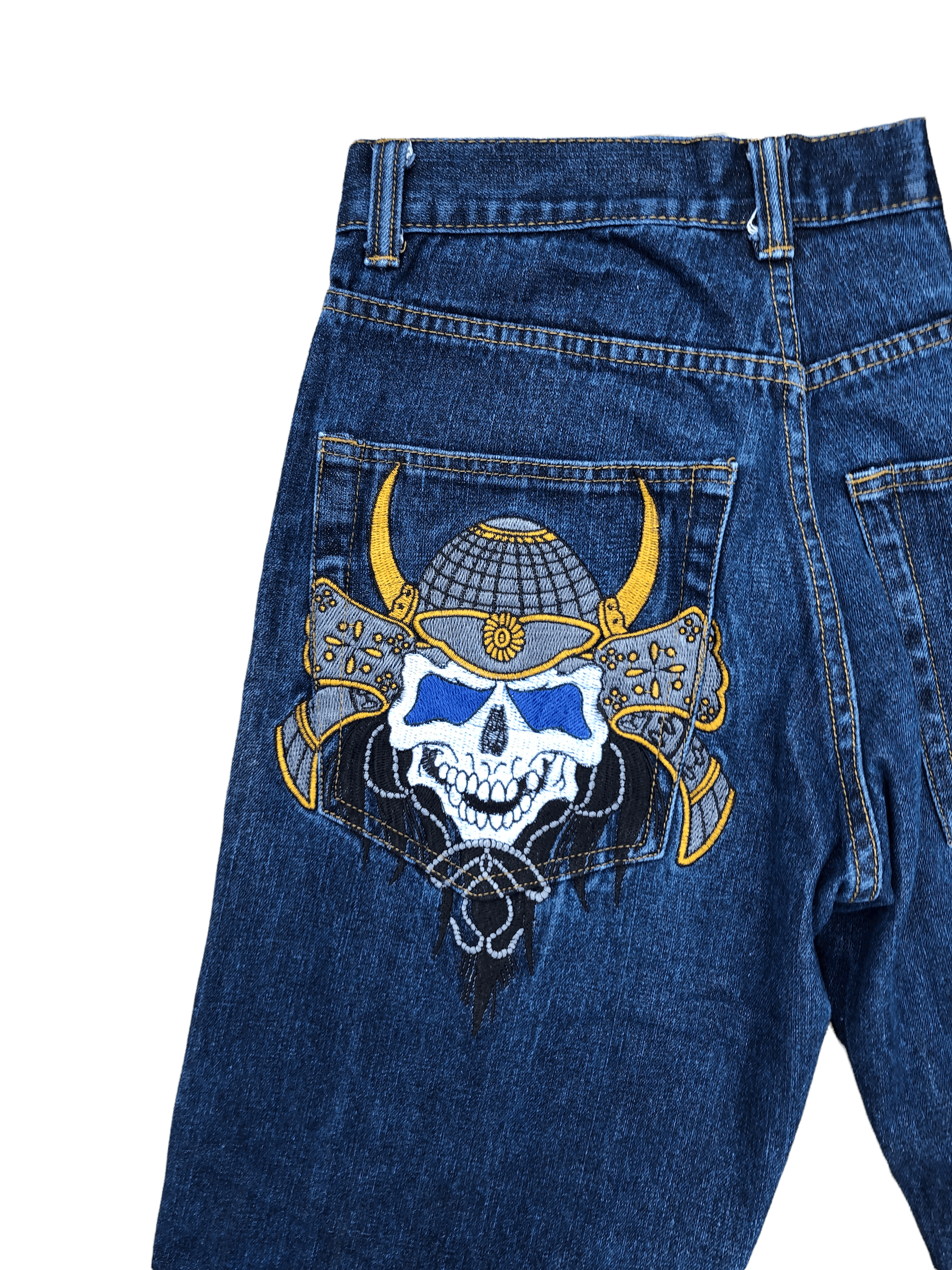 Christian Audigier × Ed Hardy × Vintage Vintage Ed Hardy Embroidered Jeans Size 32 'Skull Viking' Size US 32 / EU 48 - 2 Thumbnail