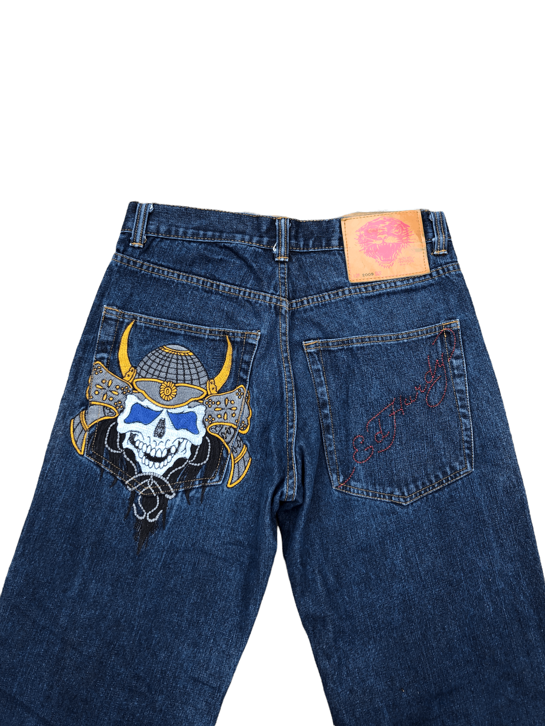Christian Audigier × Ed Hardy × Vintage Vintage Ed Hardy Embroidered Jeans Size 32 'Skull Viking' Size US 32 / EU 48 - 1 Thumbnail