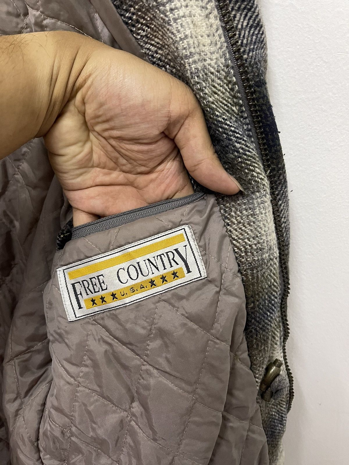 Free Country × Vintage Vintage Free County Plaid Flannel Quilted Line Jacket Size US L / EU 52-54 / 3 - 10 Thumbnail