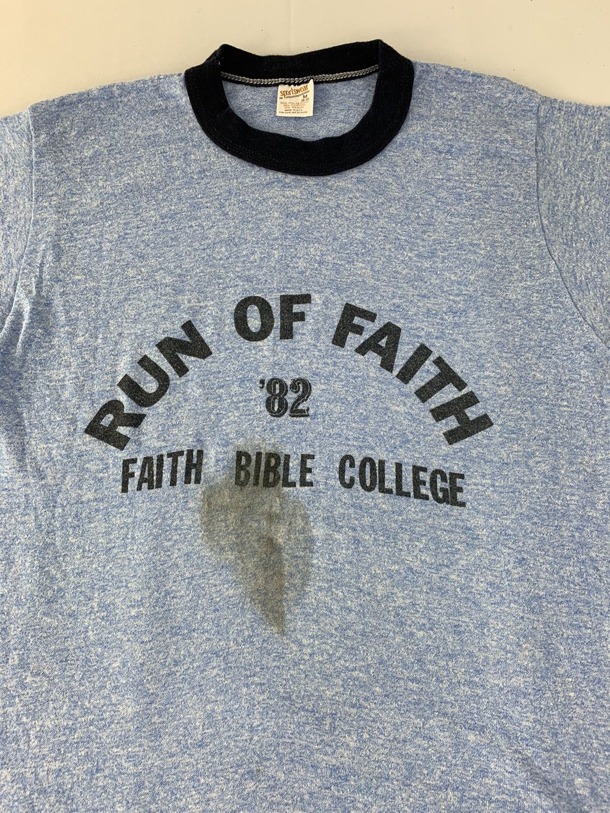 Vintage 80s Run Of Faith Bible College Ringer Rayon Tee Fits S M Size M / US 6-8 / IT 42-44 - 2 Thumbnail