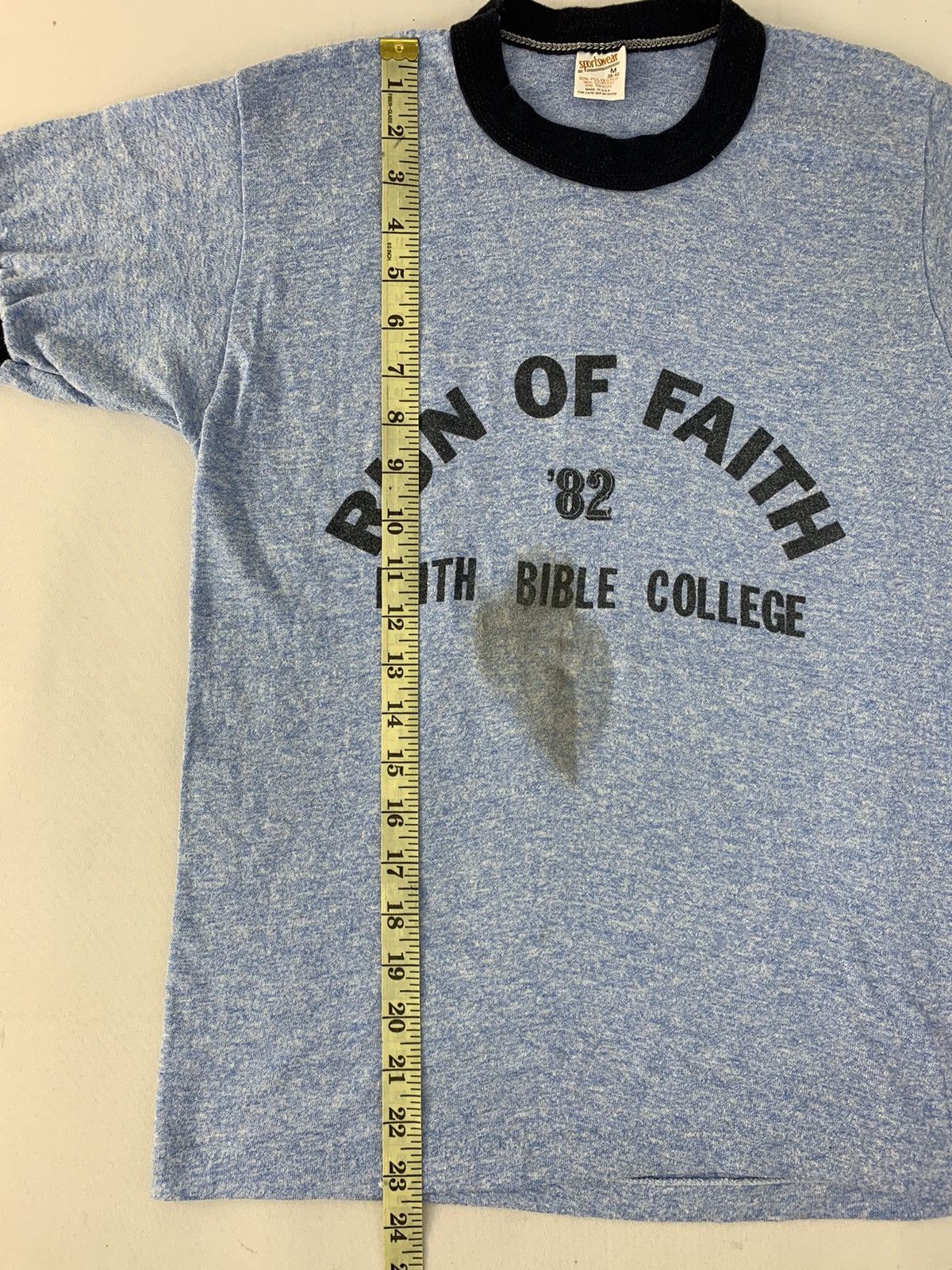 Vintage 80s Run Of Faith Bible College Ringer Rayon Tee Fits S M Size M / US 6-8 / IT 42-44 - 8 Thumbnail