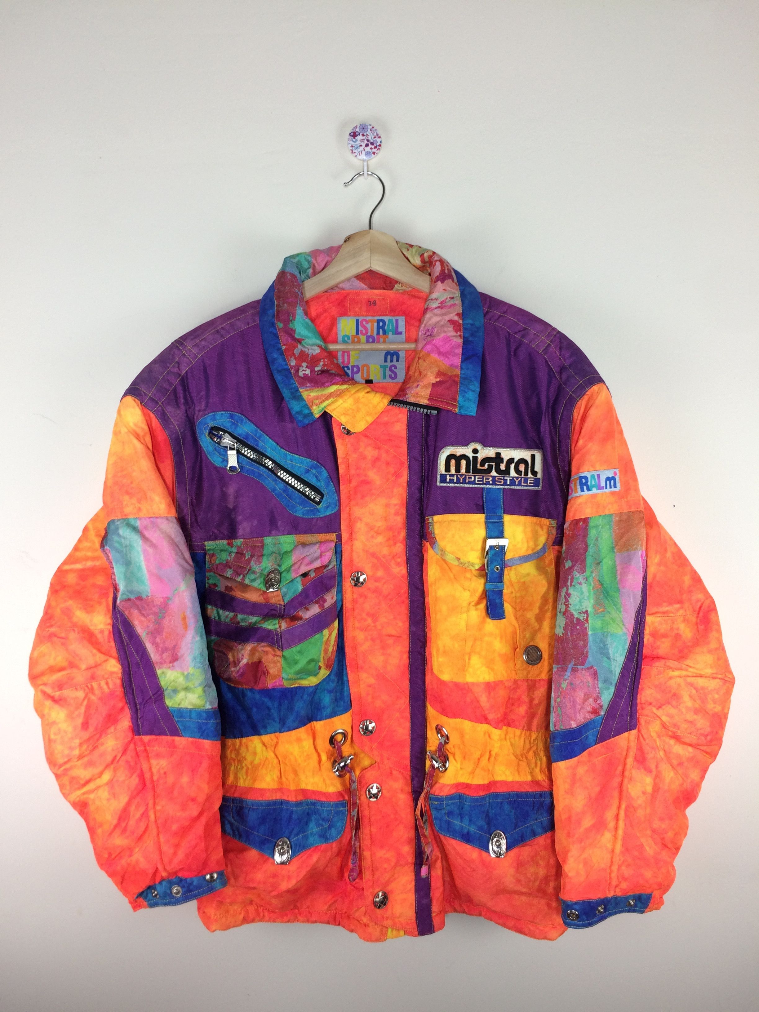 image of Mistral Multi Color Skiwear Bombers Jacket, Men's (Size Large)