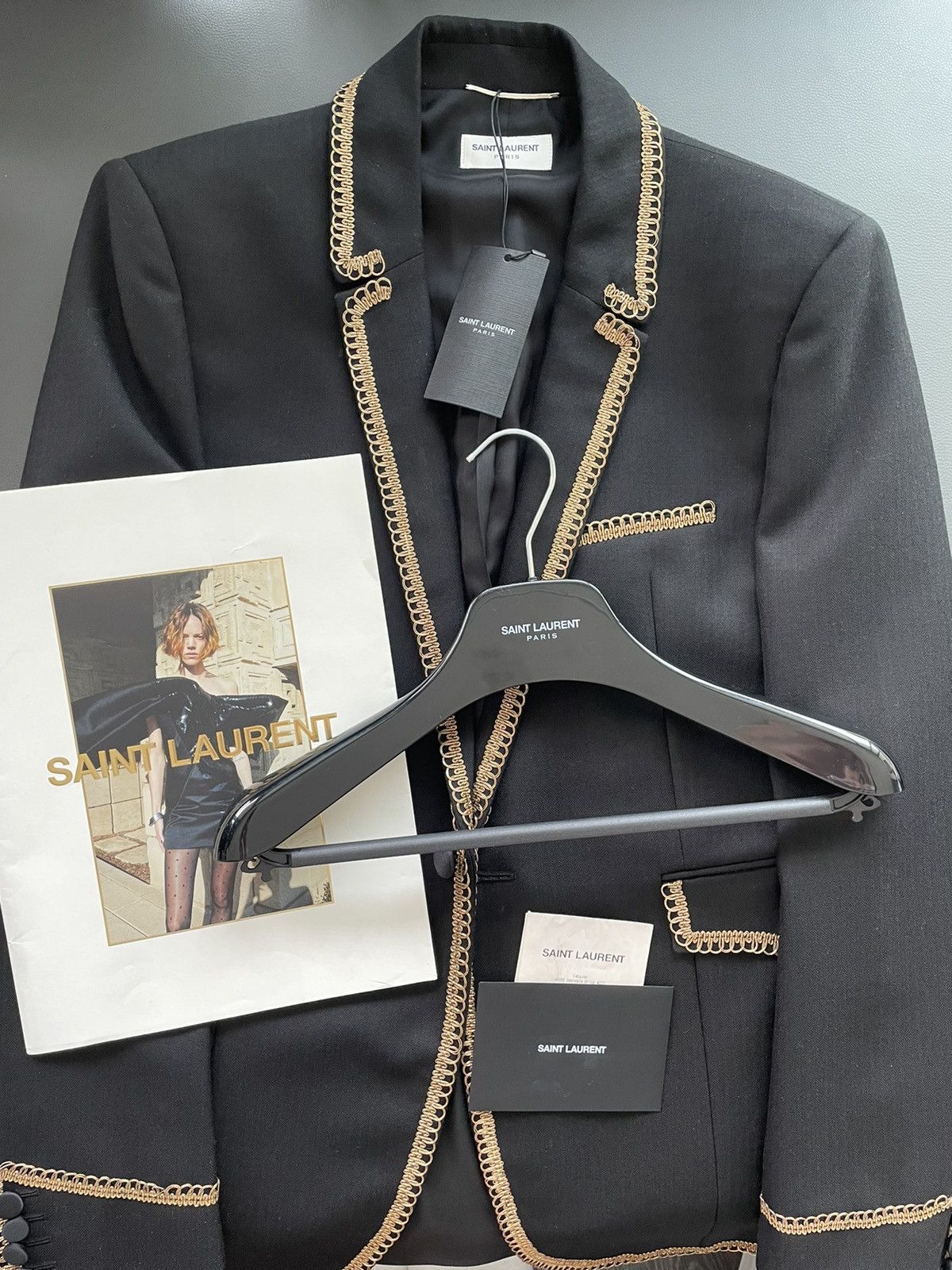Hedi Slimane × Saint Laurent Paris × Yves Saint Laurent LimitedEdition NEW $4,400 Value Embroidery Royal Gold Blazer Size 50R - 15 Thumbnail