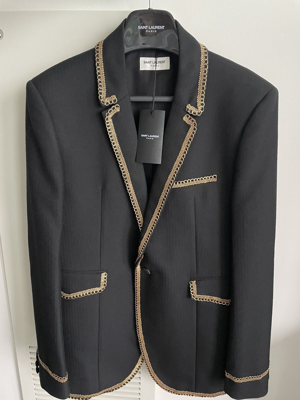 Hedi Slimane × Saint Laurent Paris × Yves Saint Laurent LimitedEdition NEW $4,400 Value Embroidery Royal Gold Blazer Size 50R - 6 Thumbnail