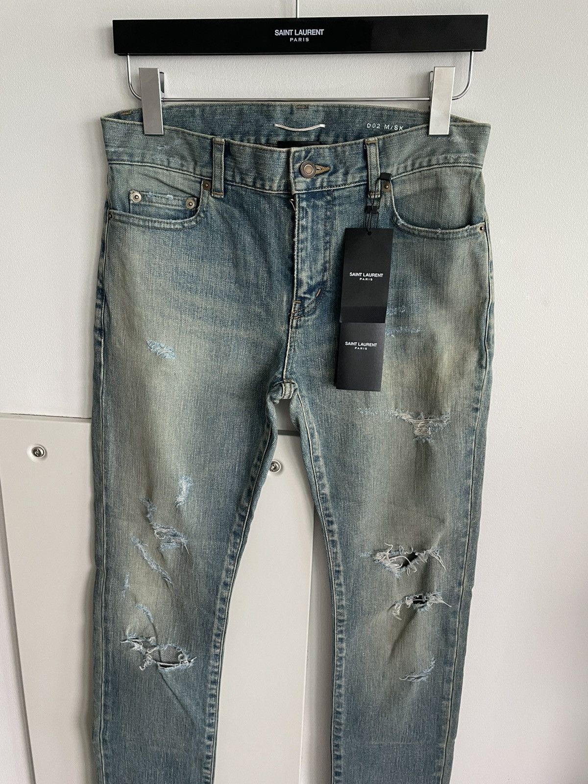 Saint Laurent Paris NEW Extremely Rare Sold Out Brand NEW Hedi Trash Crash Denim Size US 28 / EU 44 - 17 Thumbnail