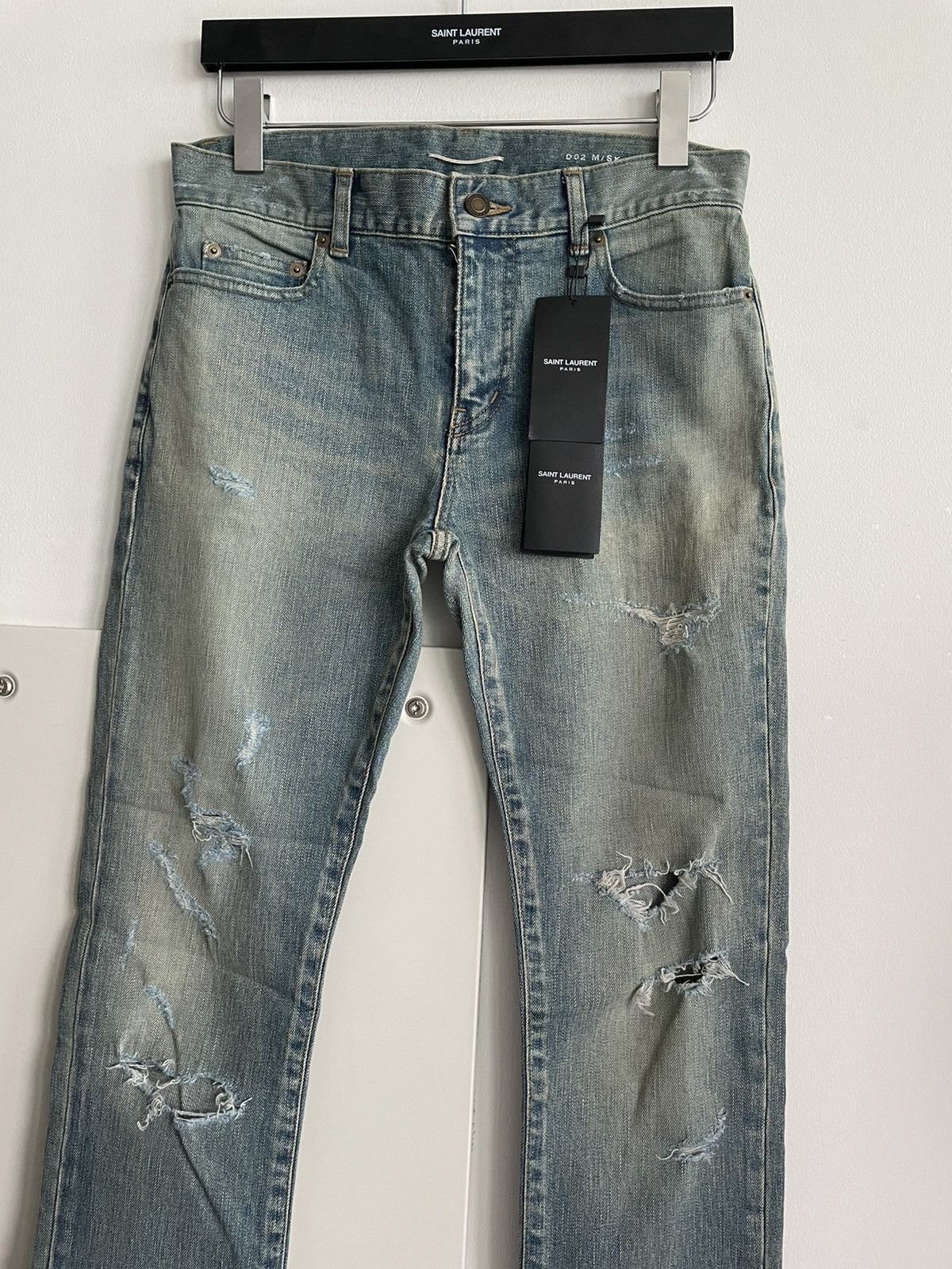 Saint Laurent Paris NEW Extremely Rare Sold Out Brand NEW Hedi Trash Crash Denim Size US 28 / EU 44 - 21 Thumbnail
