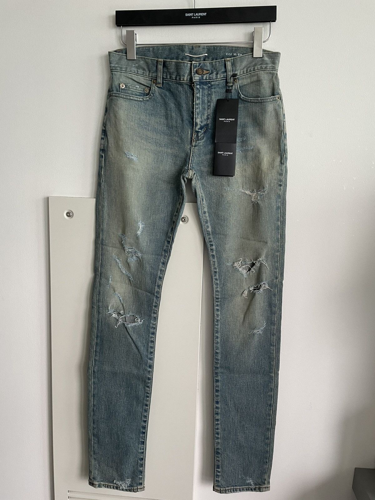 Saint Laurent Paris NEW Extremely Rare Sold Out Brand NEW Hedi Trash Crash Denim Size US 28 / EU 44 - 16 Thumbnail