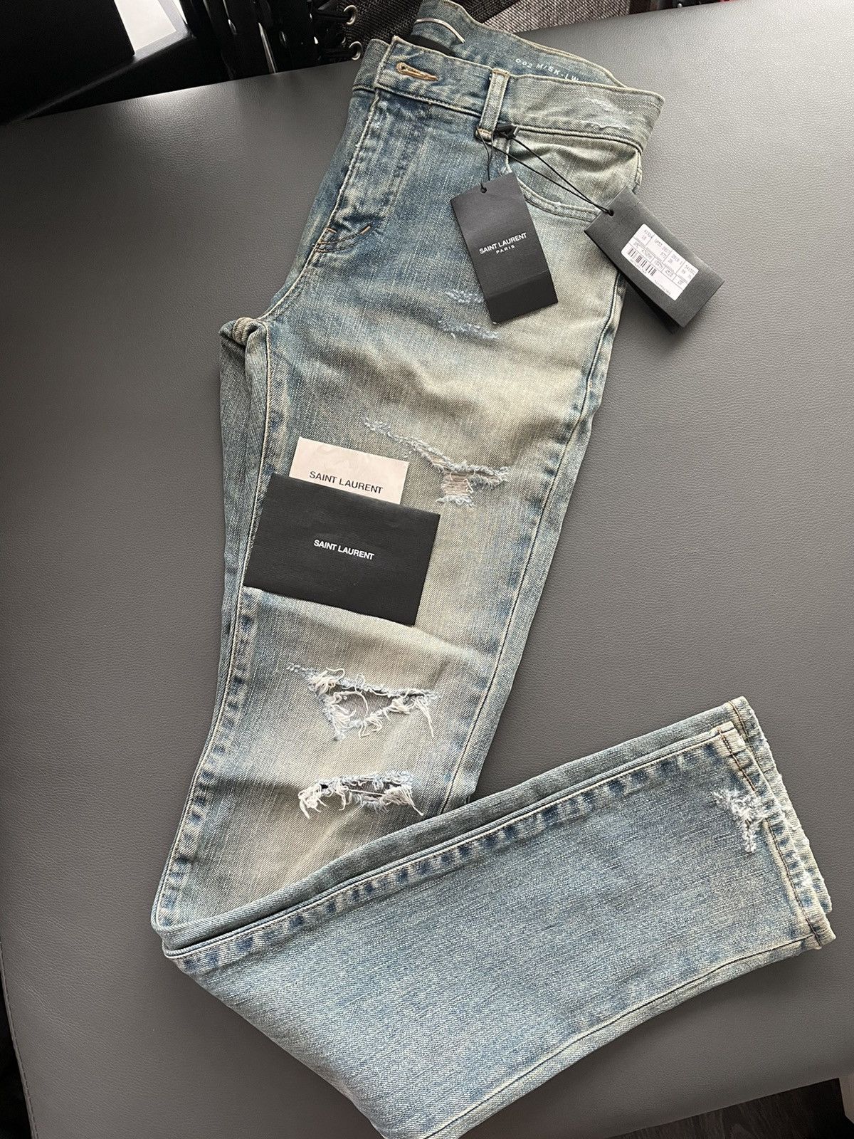Saint Laurent Paris NEW Extremely Rare Sold Out Brand NEW Hedi Trash Crash Denim Size US 28 / EU 44 - 4 Thumbnail