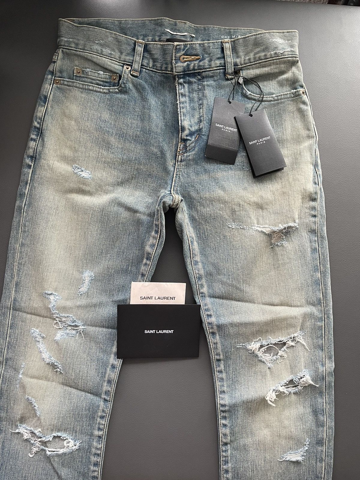 Saint Laurent Paris NEW Extremely Rare Sold Out Brand NEW Hedi Trash Crash Denim Size US 28 / EU 44 - 3 Thumbnail