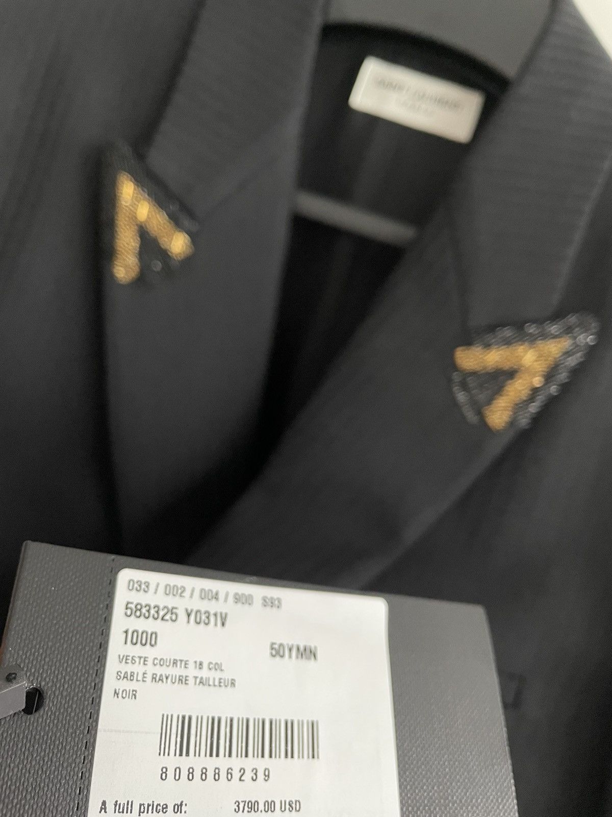 Saint Laurent Paris Super RARE $4,200 Limited Edition Brand NEW Diamond Blazer Size 50R - 2 Thumbnail
