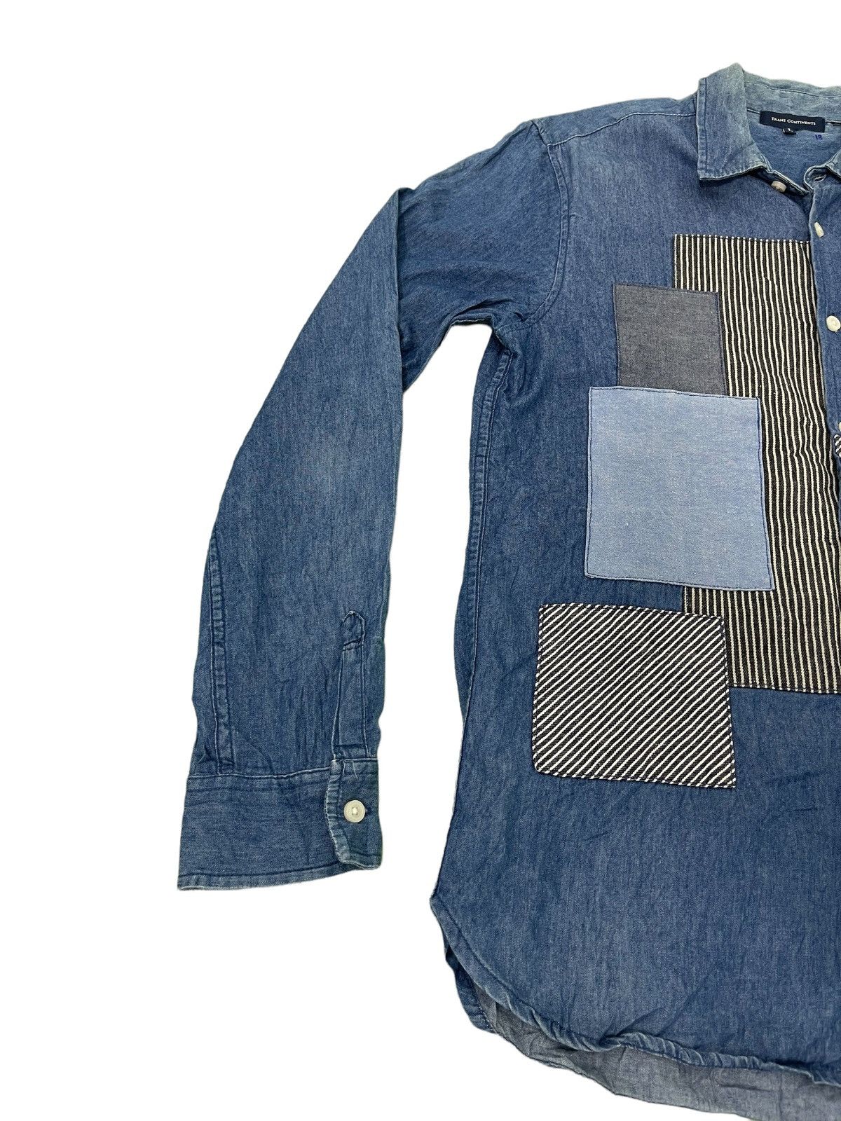 Japanese Brand Japan Brand Transcontinents Patchwork Shirt Thin Denim 3🟩8 Size US L / EU 52-54 / 3 - 3 Thumbnail