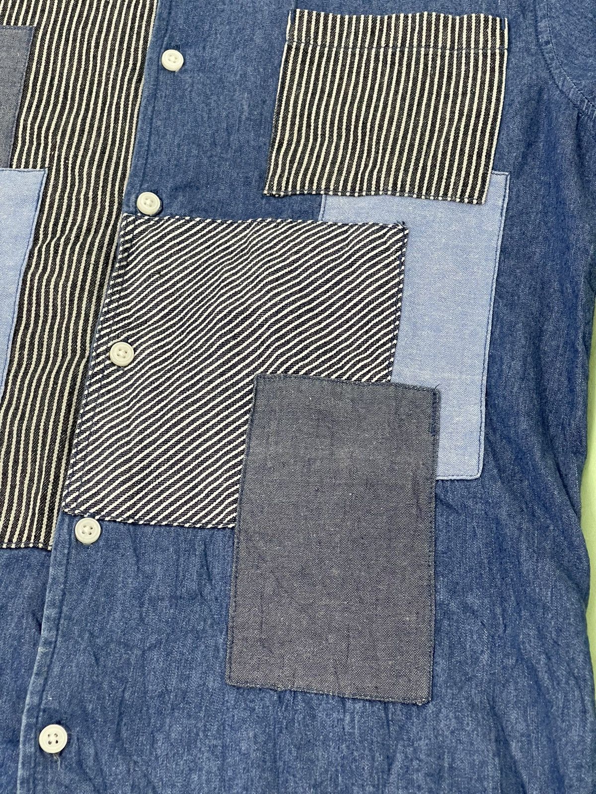 Japanese Brand Japan Brand Transcontinents Patchwork Shirt Thin Denim 3🟩8 Size US L / EU 52-54 / 3 - 6 Thumbnail