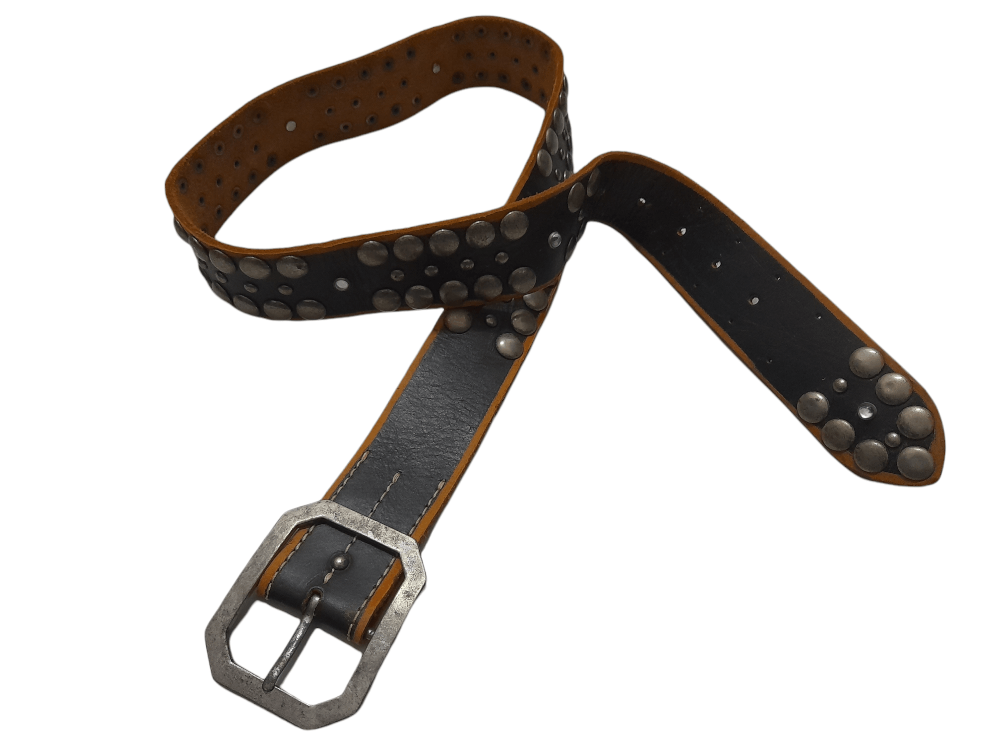 image of Designer Studded Leather Work Belt (D809) in Blacks, Men's (Size 38)