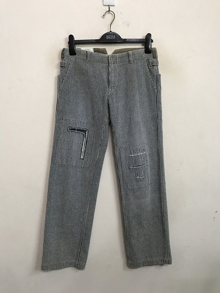 WAFFLISH WAFFLE Japan Cinch Side Patchwork Striped Pant