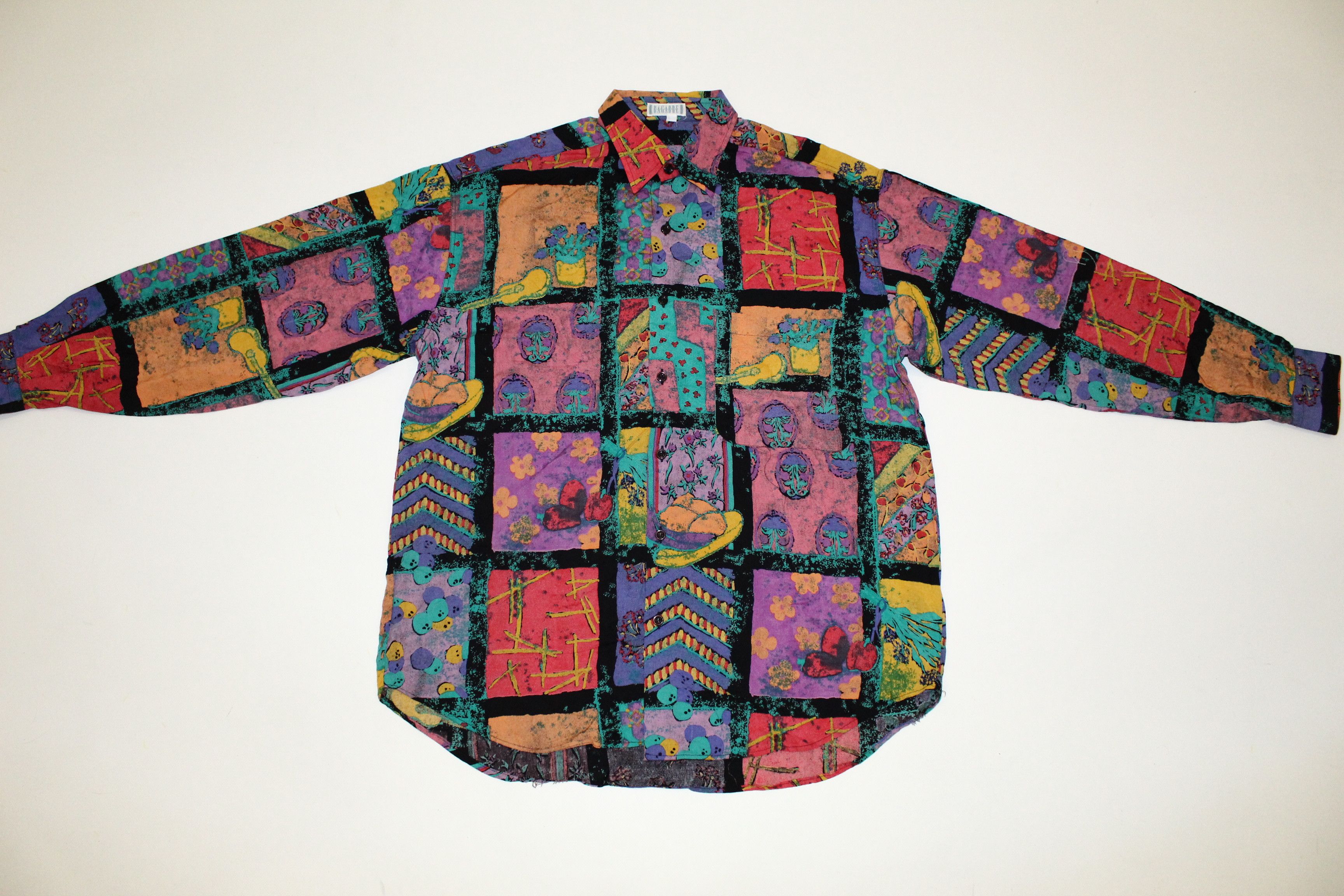 Vintage 70s Bagarre Novelty Baroque Artwork Psychedelic Acid Shirt Size US L / EU 52-54 / 3 - 6 Thumbnail