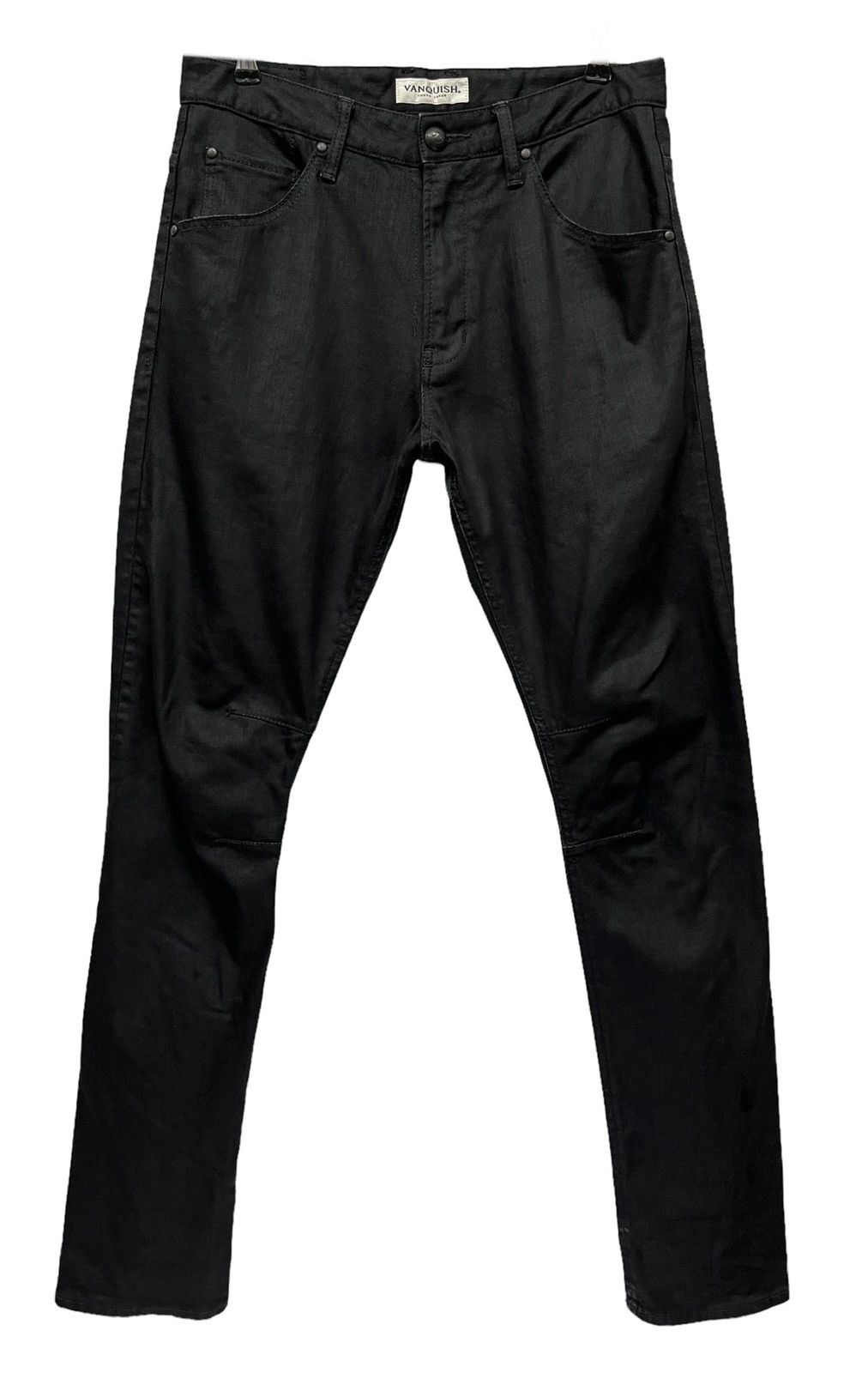 🔥VANQUISH TOKYO JAPAN Black Waxed Stretch Denim