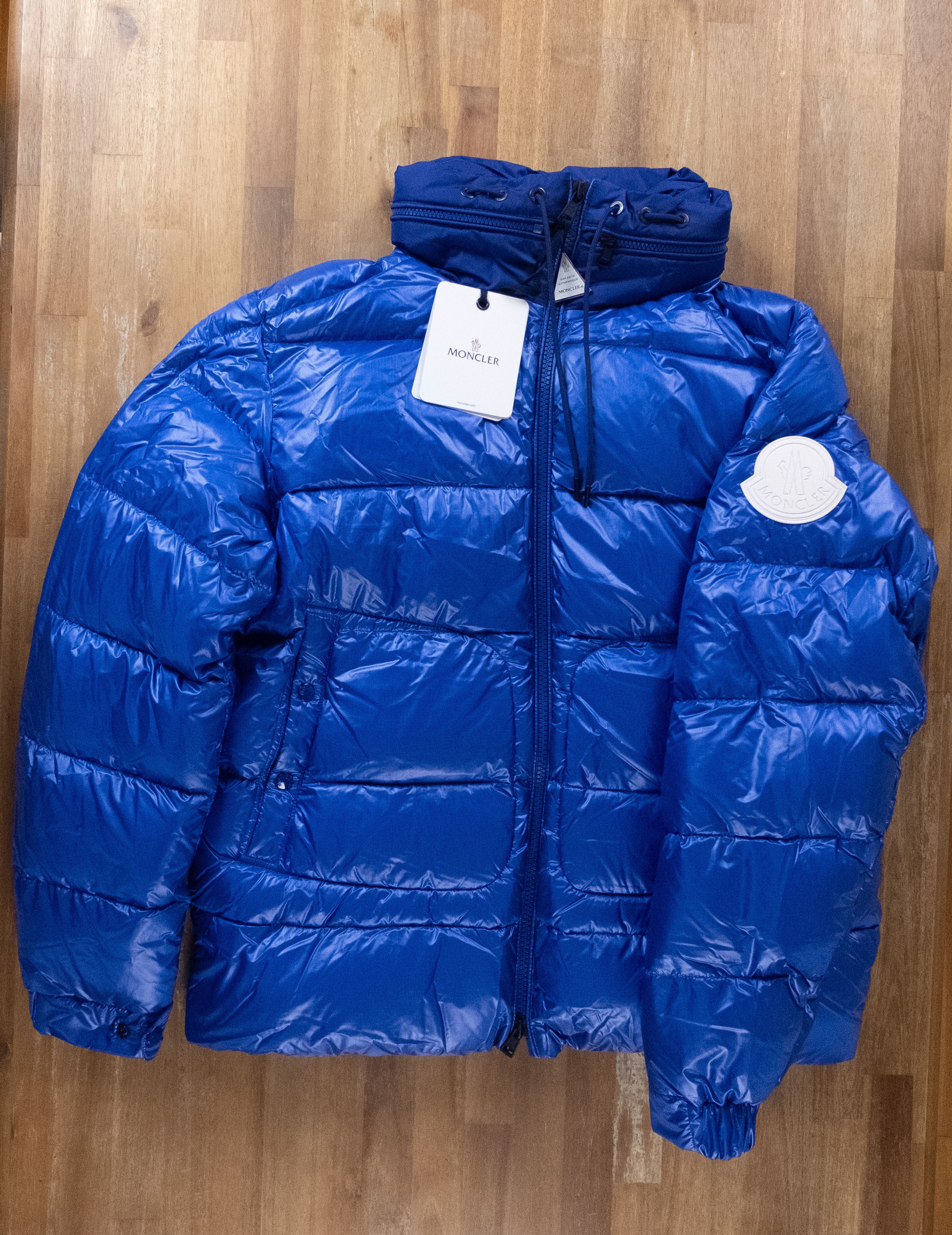 image of Moncler Badenne Blue Quilted Down Hooded Jacket - 3Xl / 6, Men's (Size 2XL)
