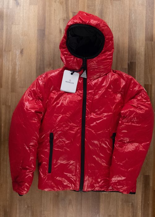 Red and store black moncler coat